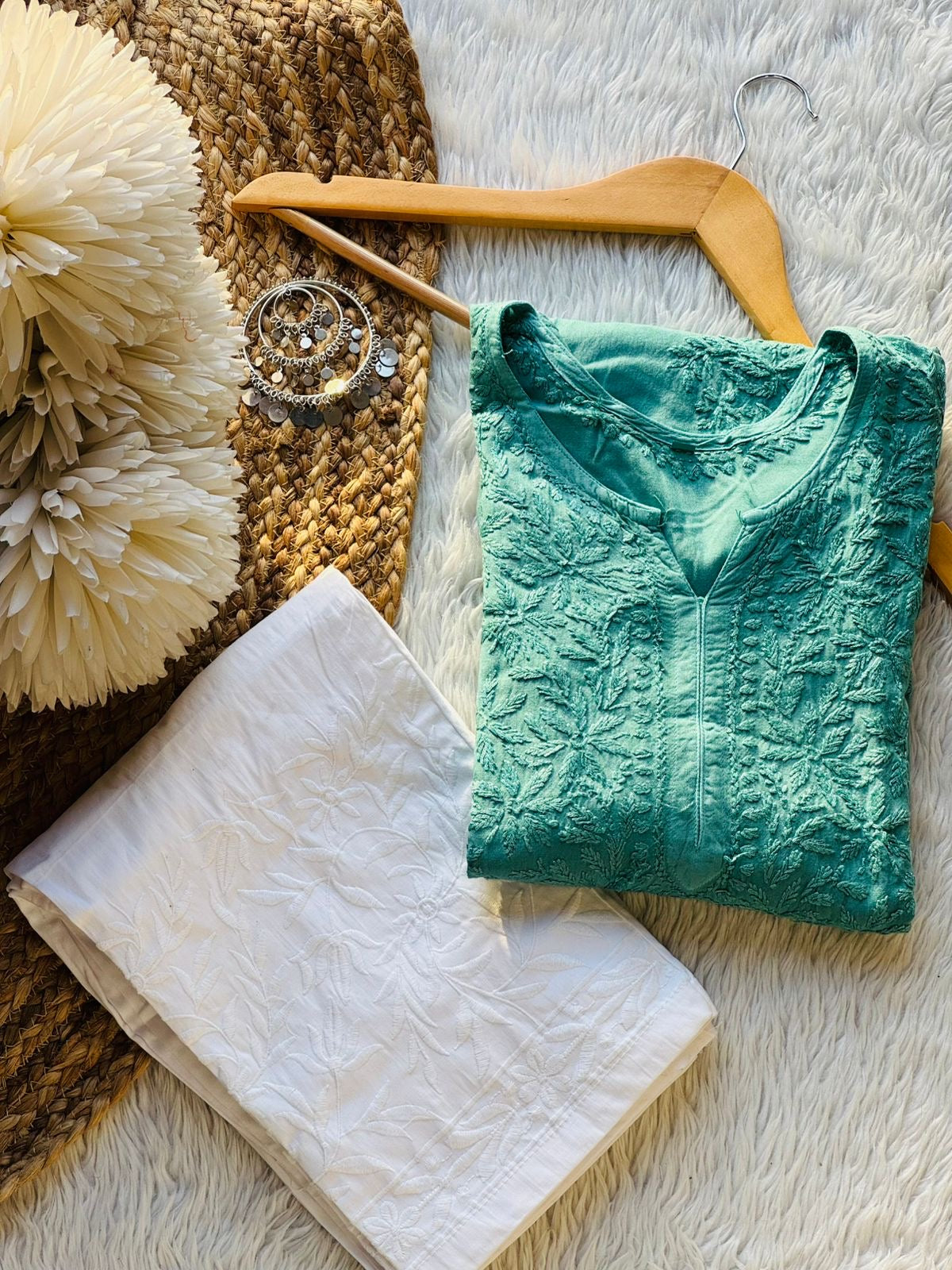 beautiful rose boota rayon kurti