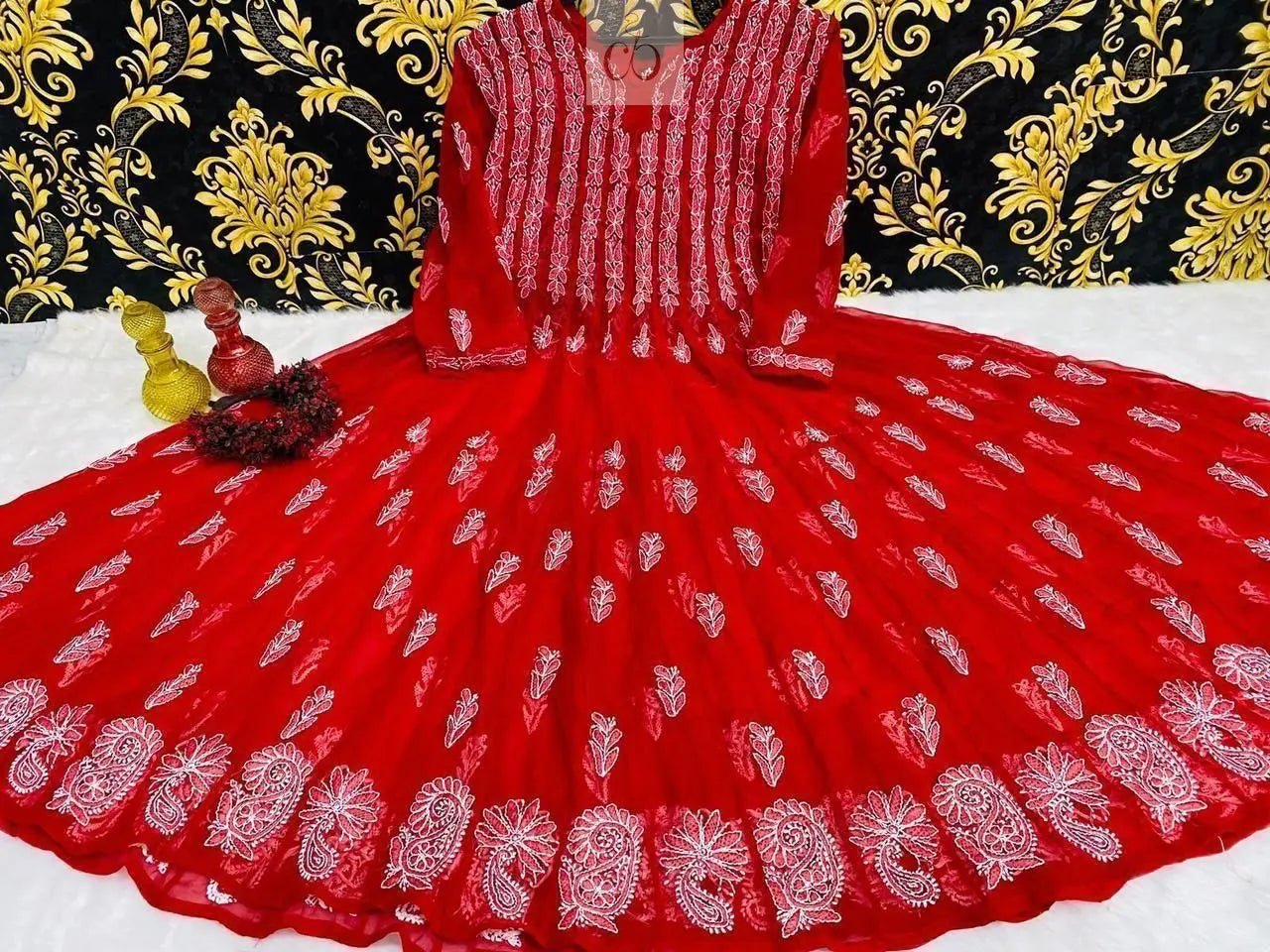 56 Kali Anarkali With A line inner - chikankariofficial