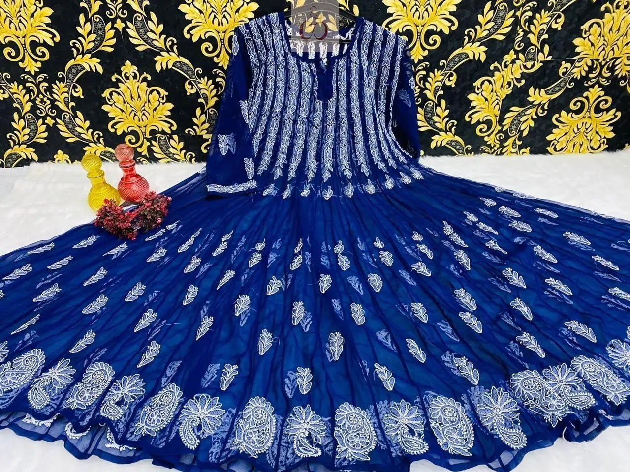 56 Kali Anarkali With A line inner - chikankariofficial