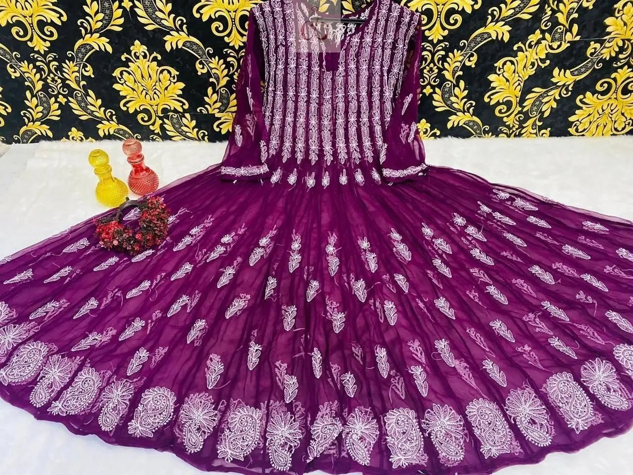 56 Kali Anarkali With A line inner - chikankariofficial