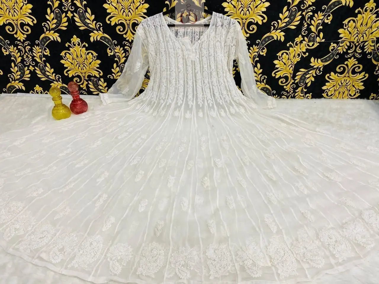56 Kali Anarkali With A line inner - chikankariofficial