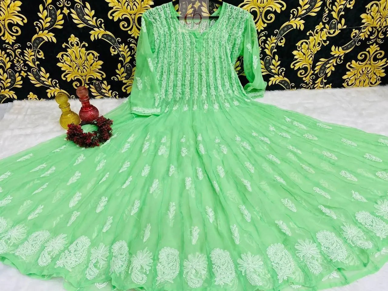 56 Kali Anarkali With A line inner - chikankariofficial