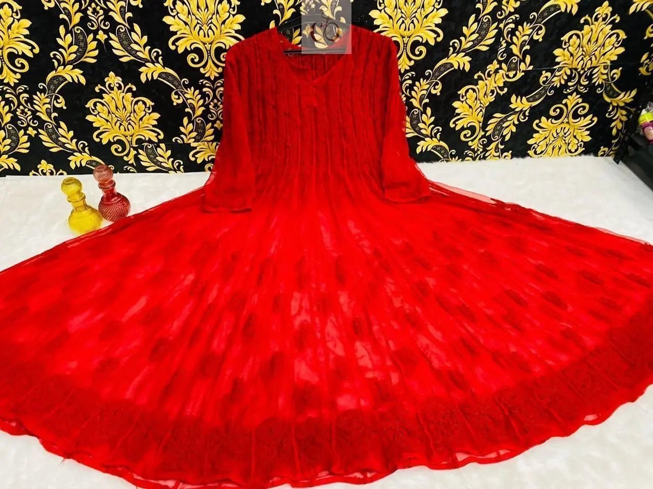 56 Kali Anarkali With A line inner - chikankariofficial