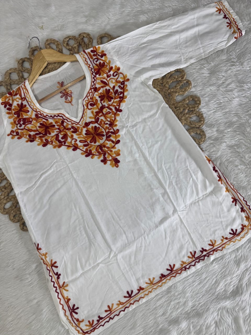 Rayon Ari Work Short Kurta