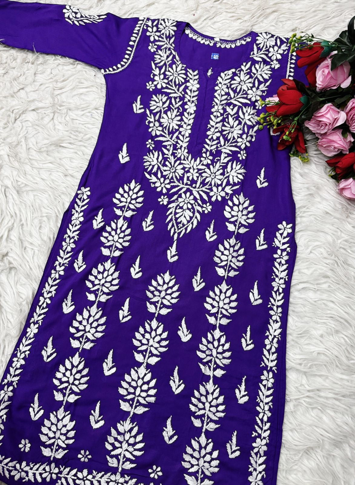 Heavy hand embroidery Modal Cotton Kurta