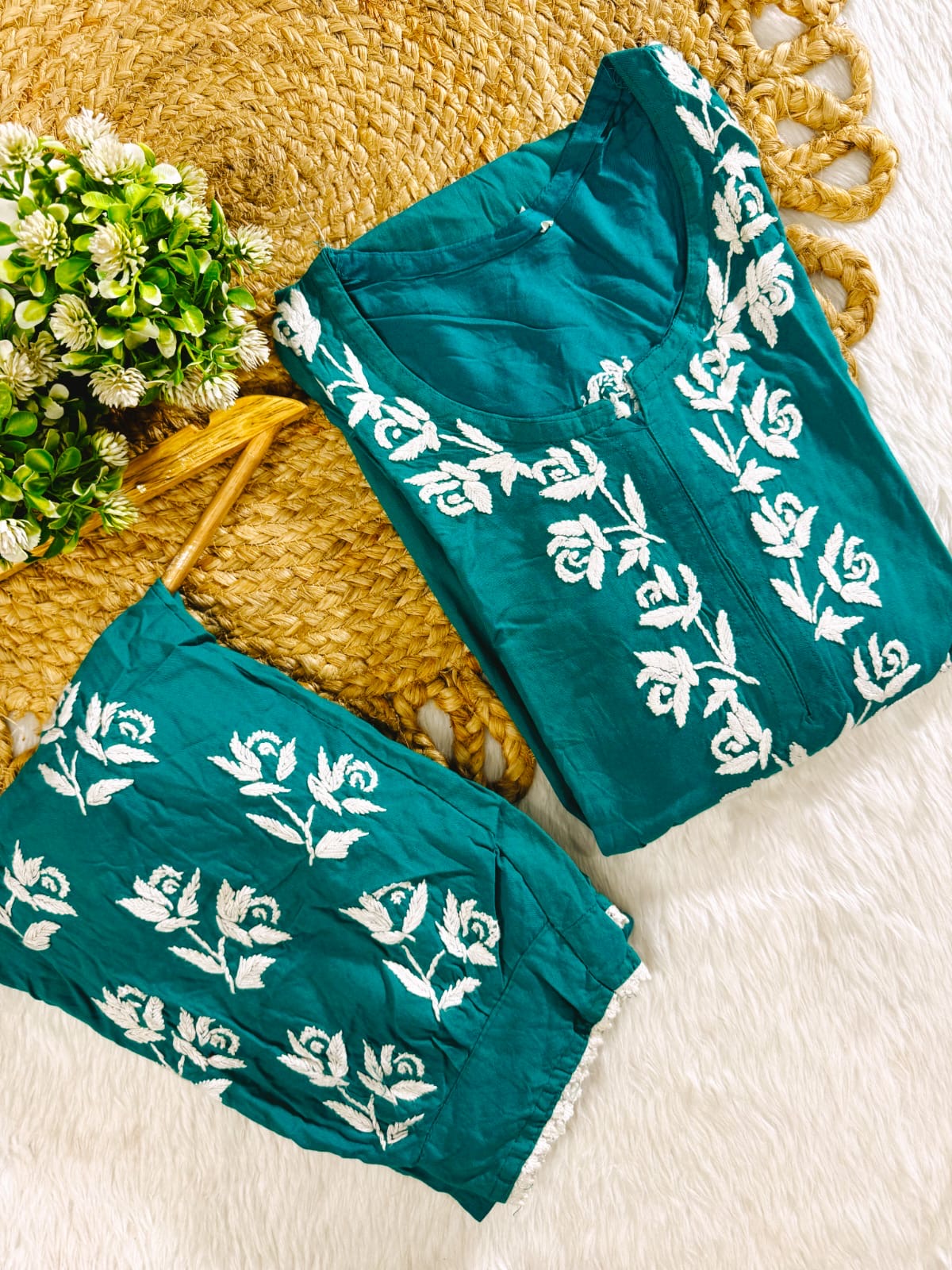 Afghani Concept Heavy embroidery chikankari combo