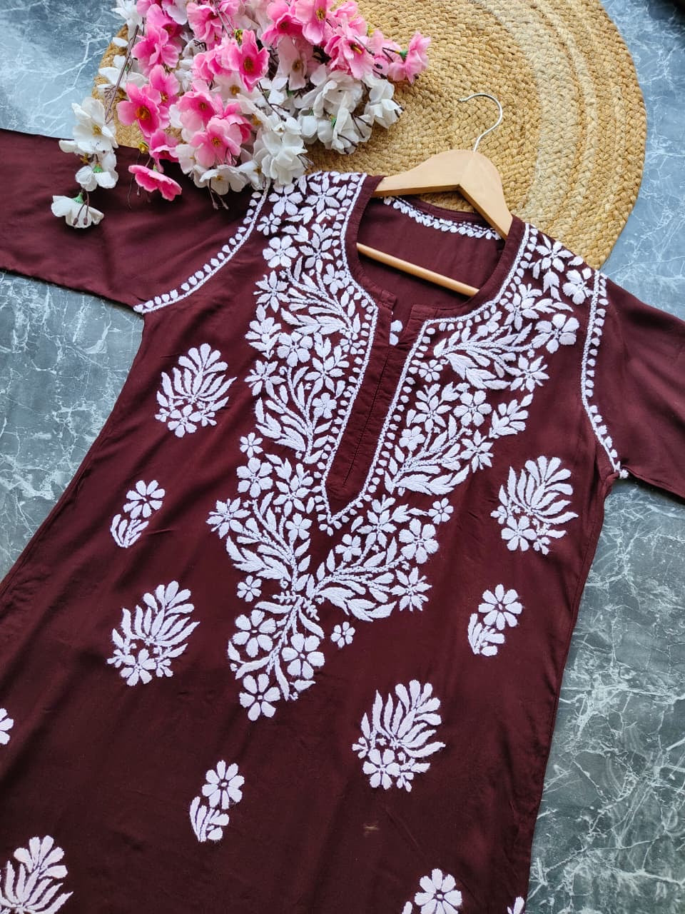Soft Rayon Long Handwork Kurtis