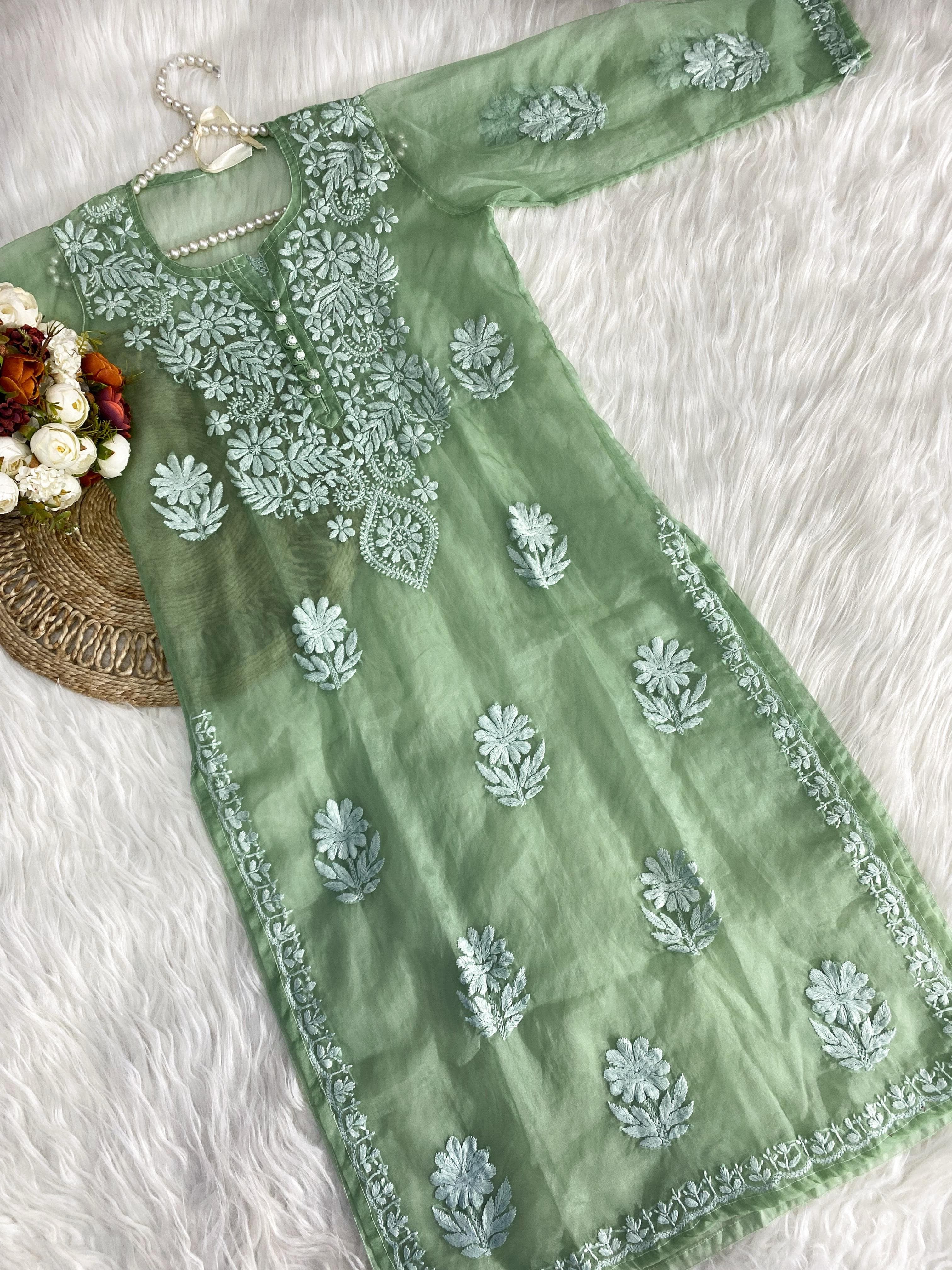 Khubsurat Chikankari Silk Organza kurta