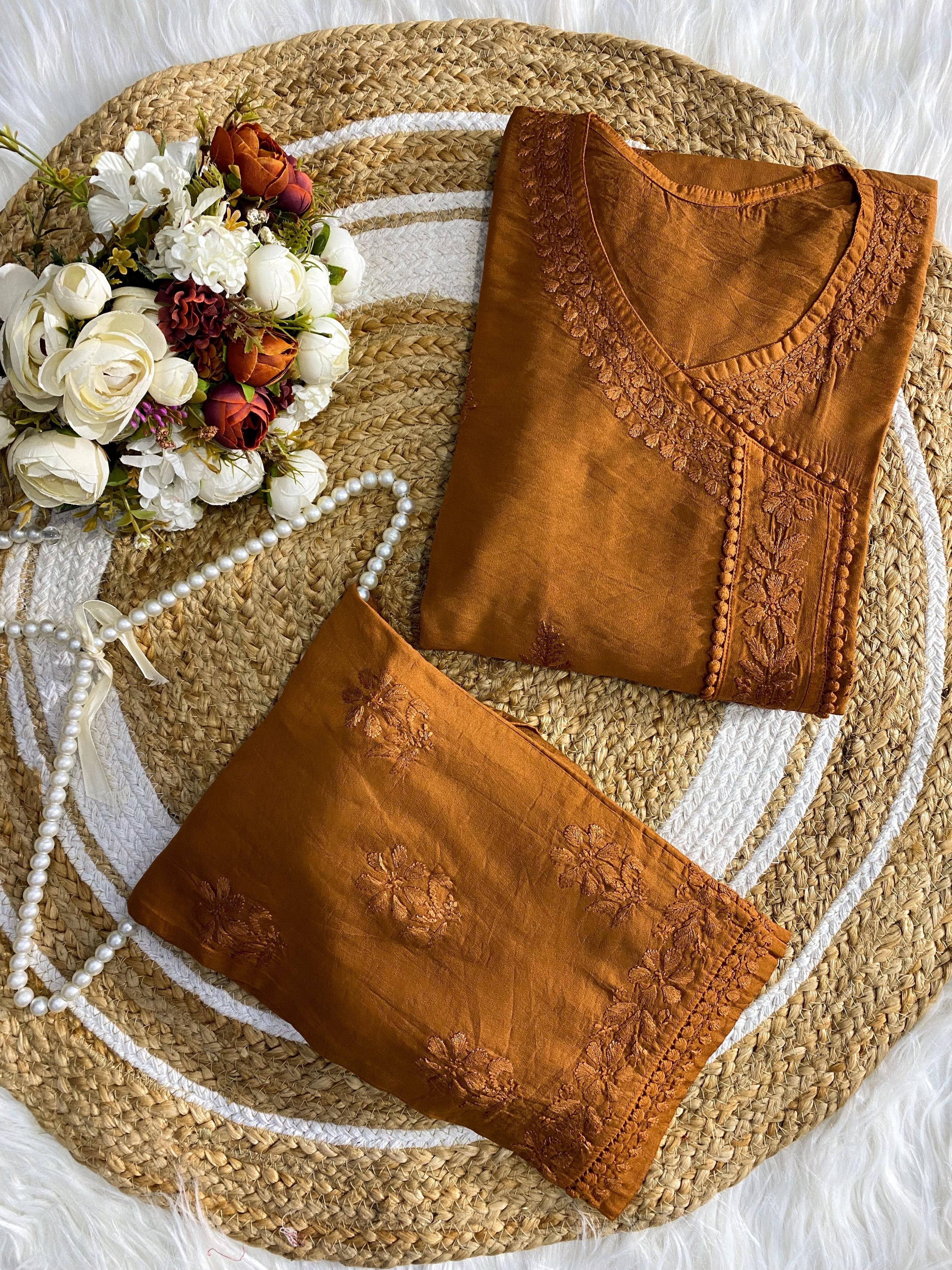 soft Chanderi Angarkha-style kurti