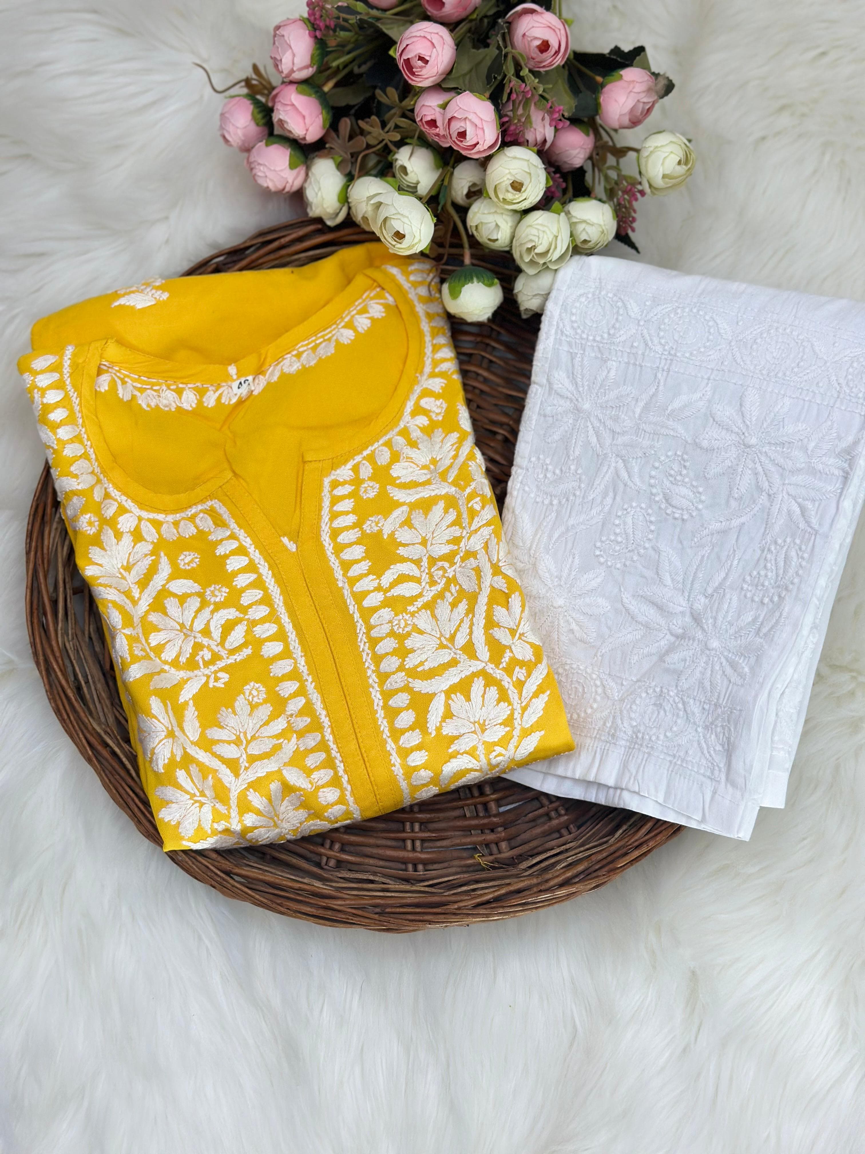 Heavy Rayon Kurti with Lycra machine work pant