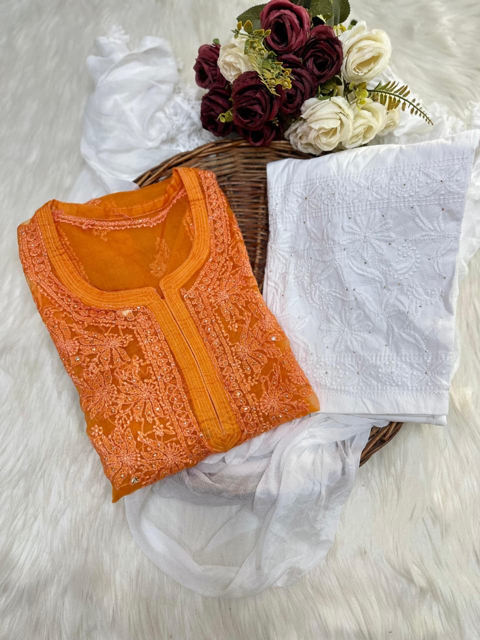 Organza 3pc Muqaish Luxury Handmade Set