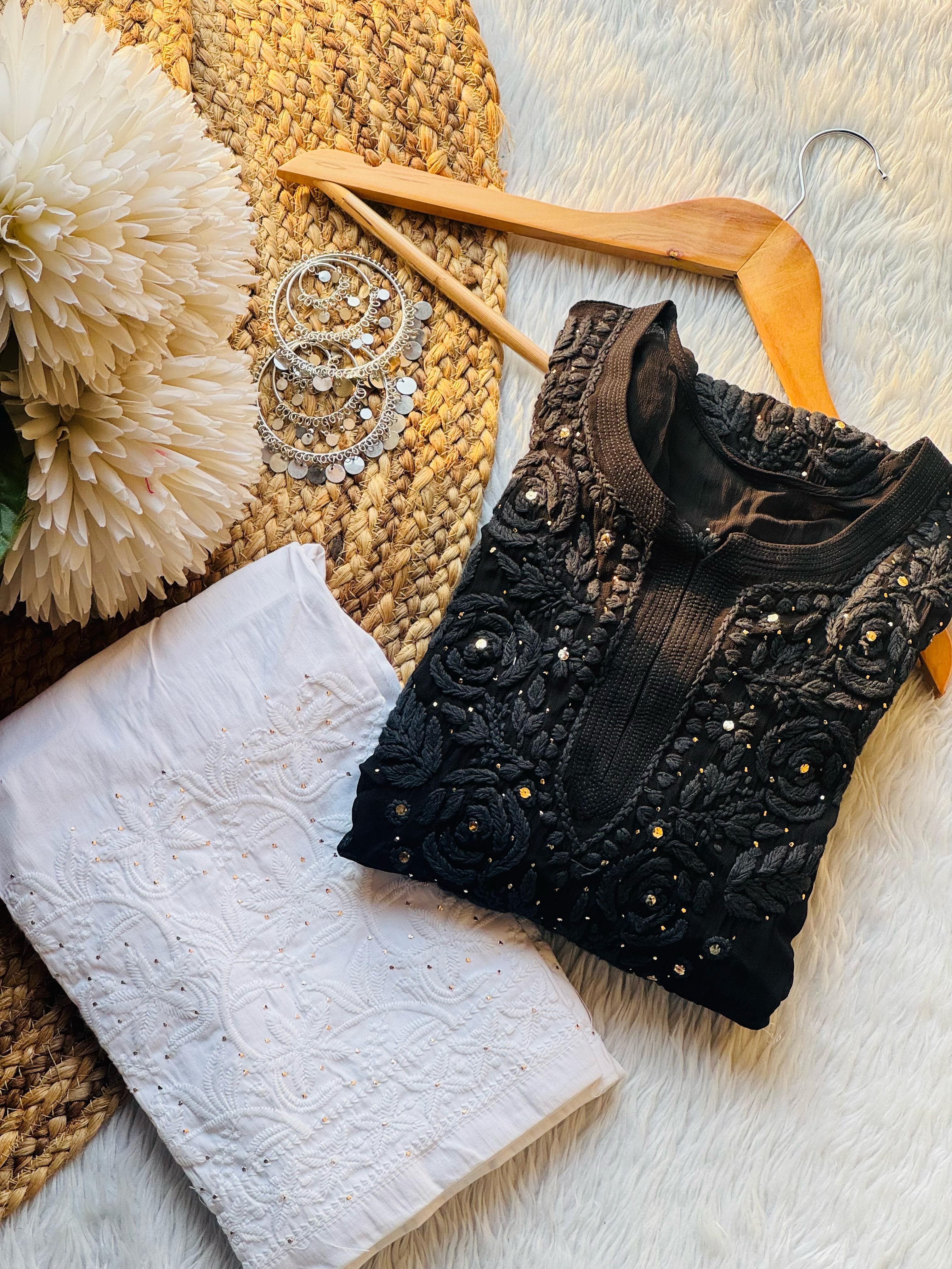 Viscose Rose Panel Muqaish Kurta