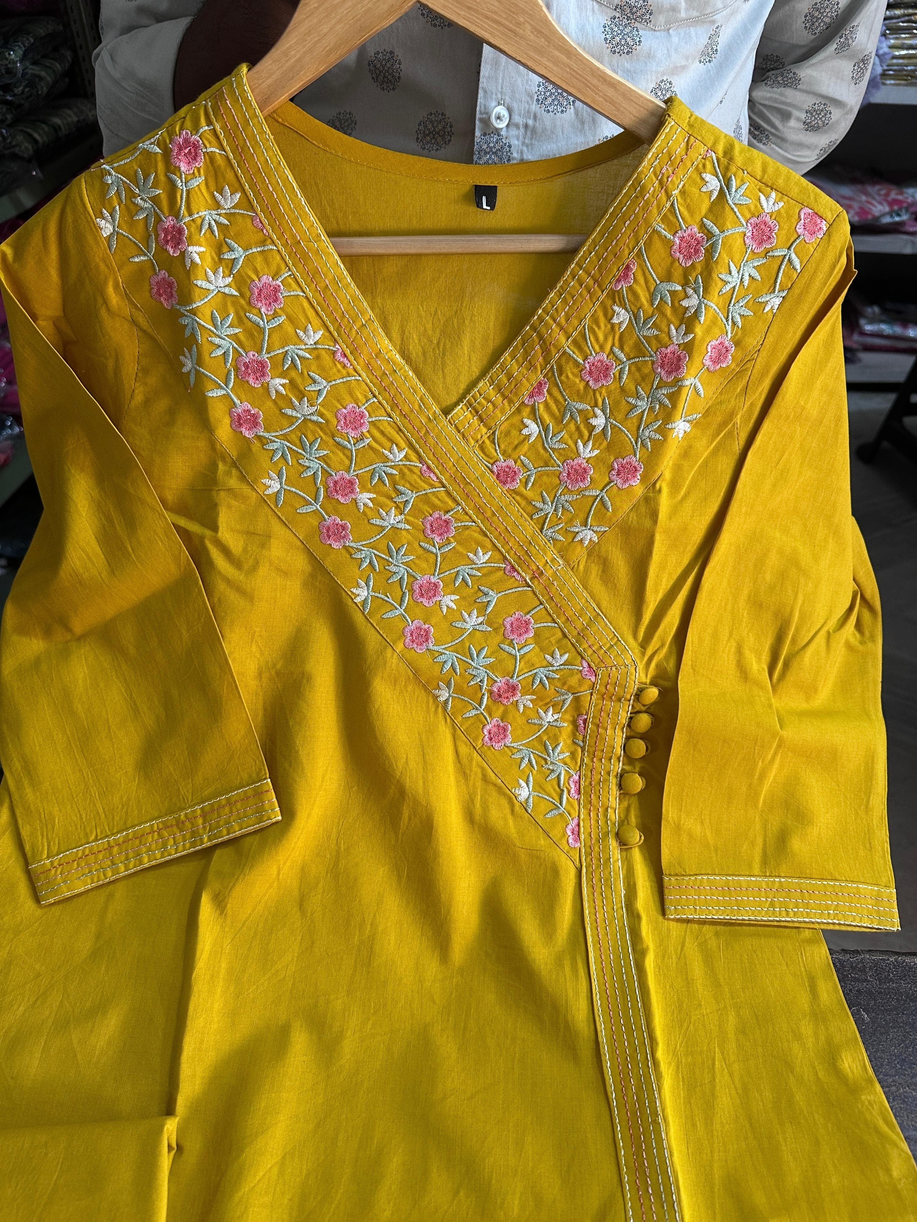Yellow staright Anarkali Suit Set