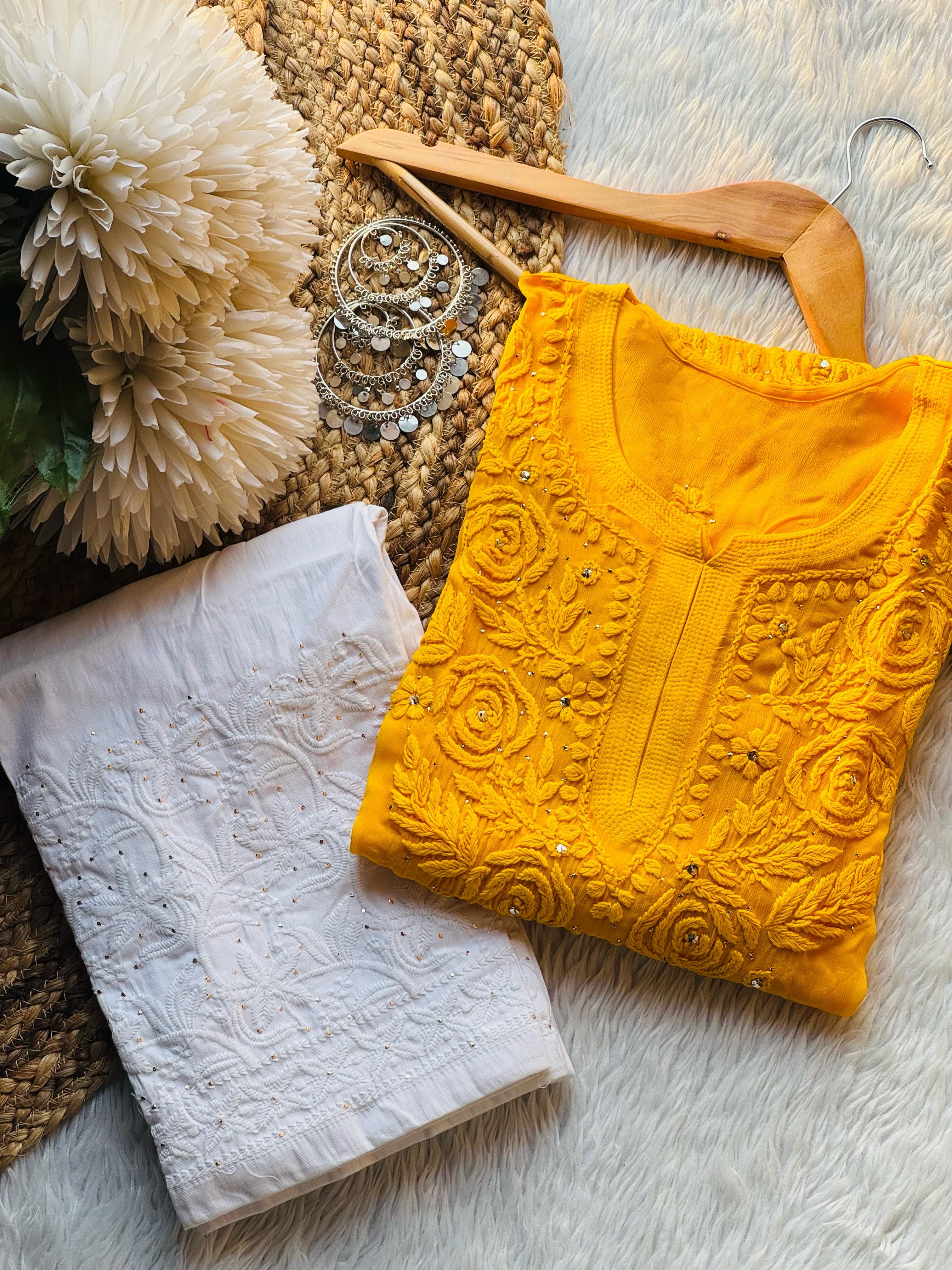 Viscose Rose Panel Muqaish Kurta