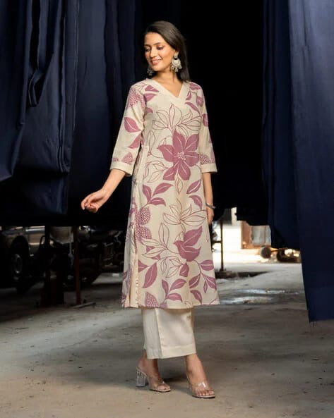 Pure Cotton Kurta plazzo in Floral prints
