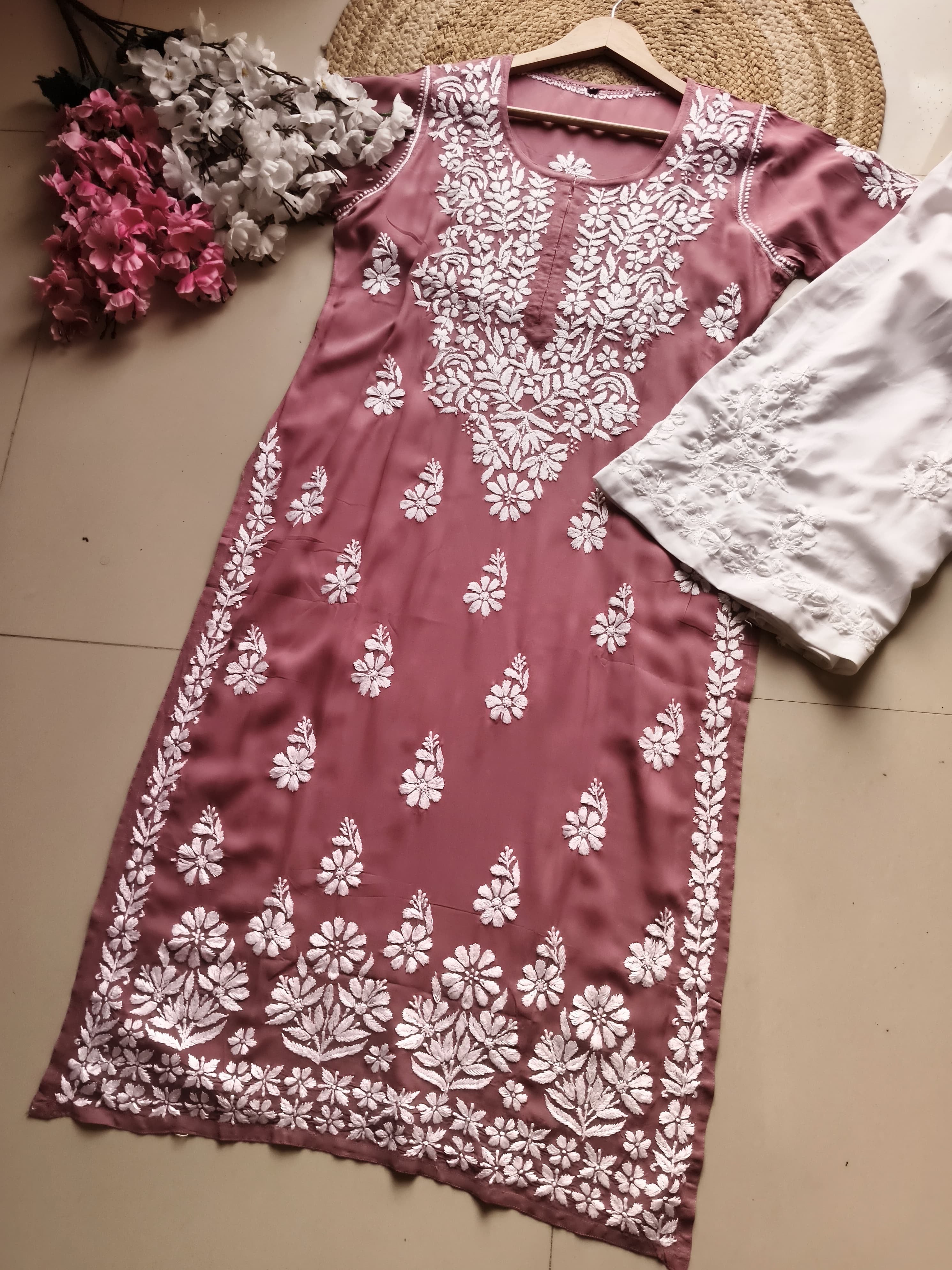 Modal Pure Cotton 3d Work Chikan Kurta