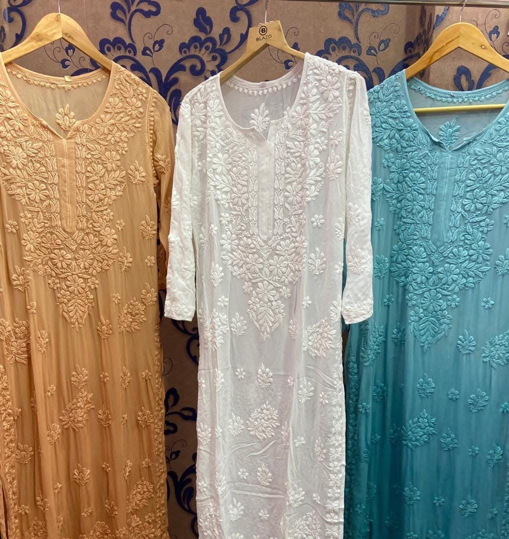 Heavy viscose 3d front & Back worked pure kurta