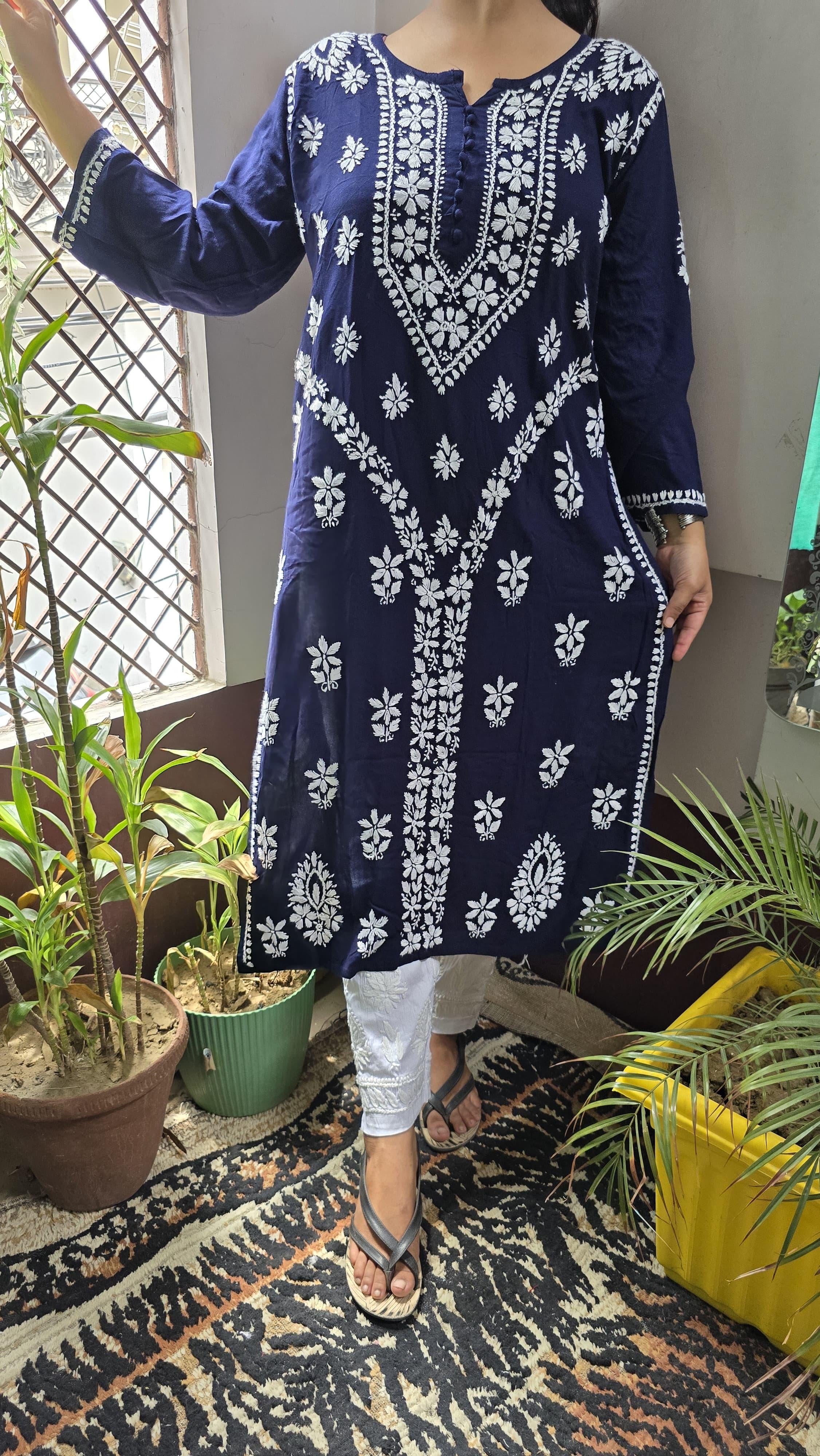 Rayon Hand heavy Work Kurti With pant