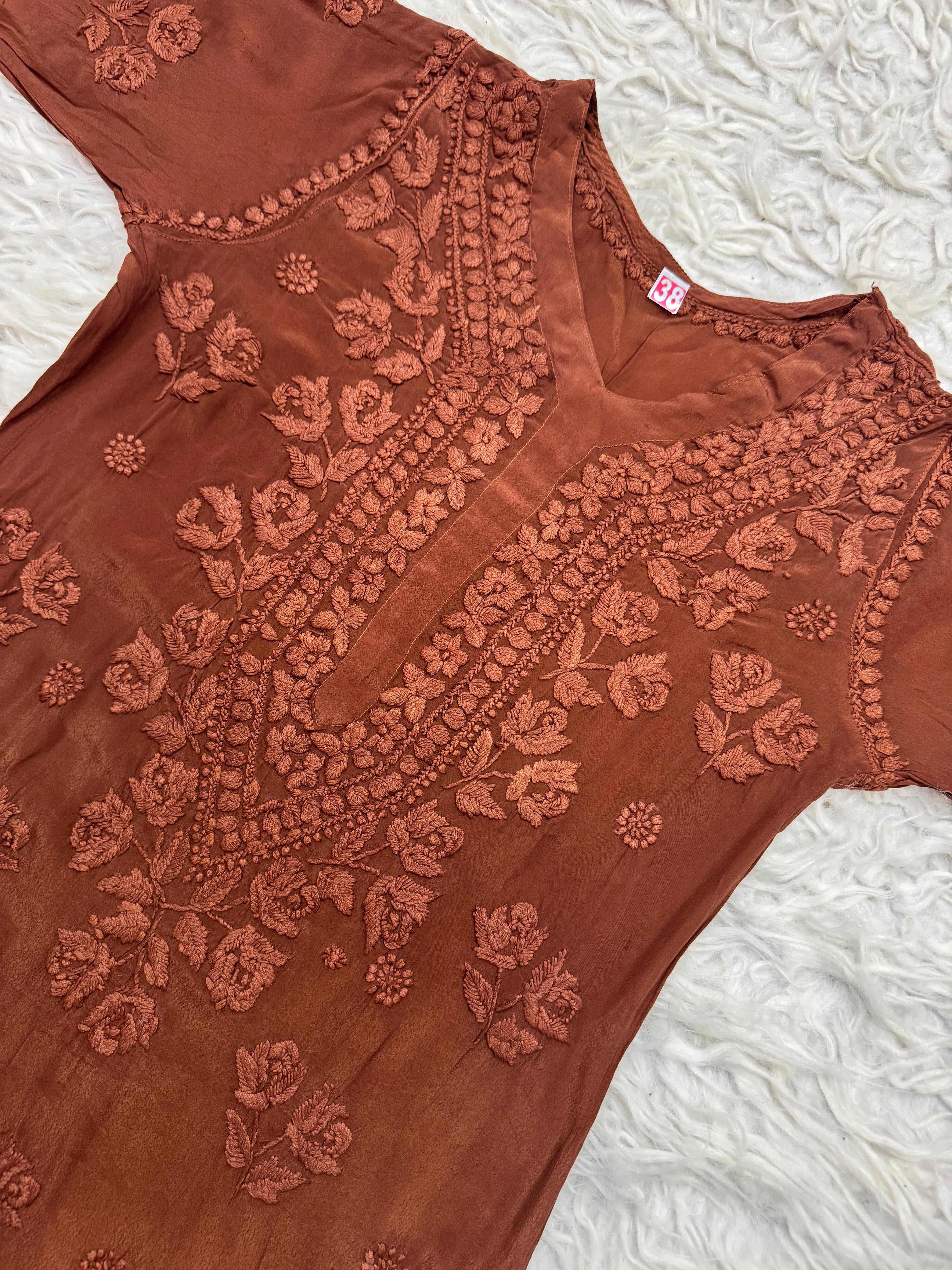 Pure 3d Work Creepe Heavy Designer Kurta