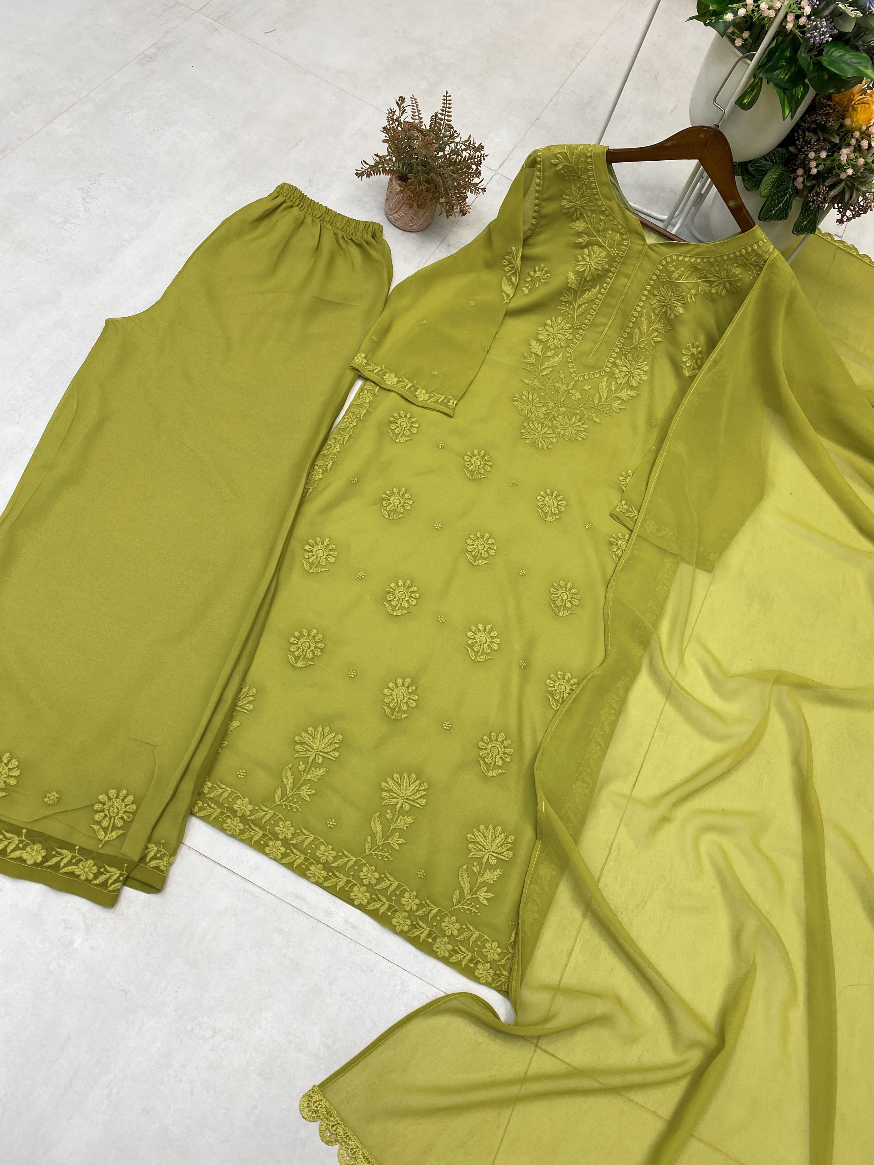 Zara Georgette Heavy Embroidery 3d Suit Set