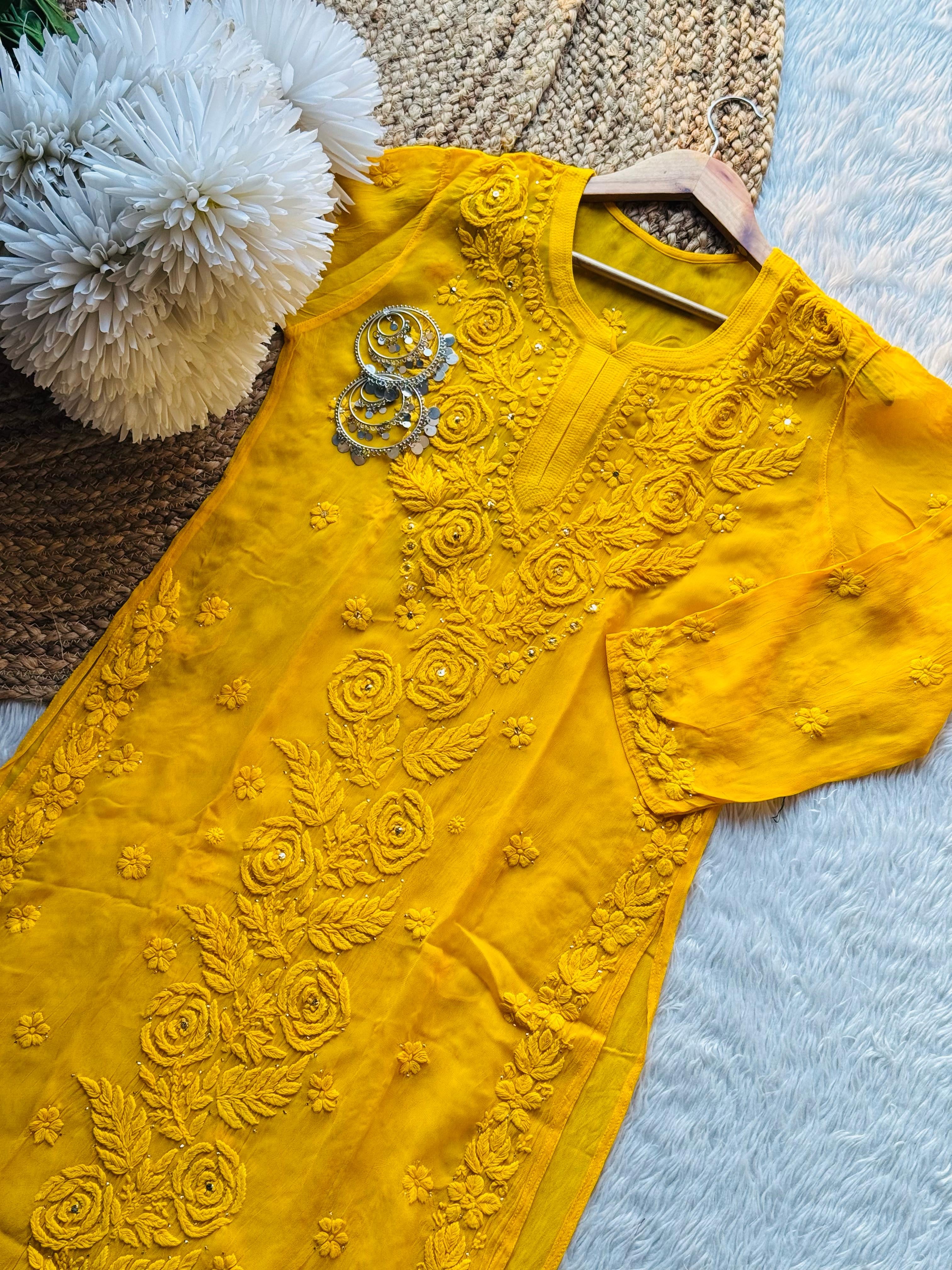 Viscose Rose Panel Muqaish Kurta