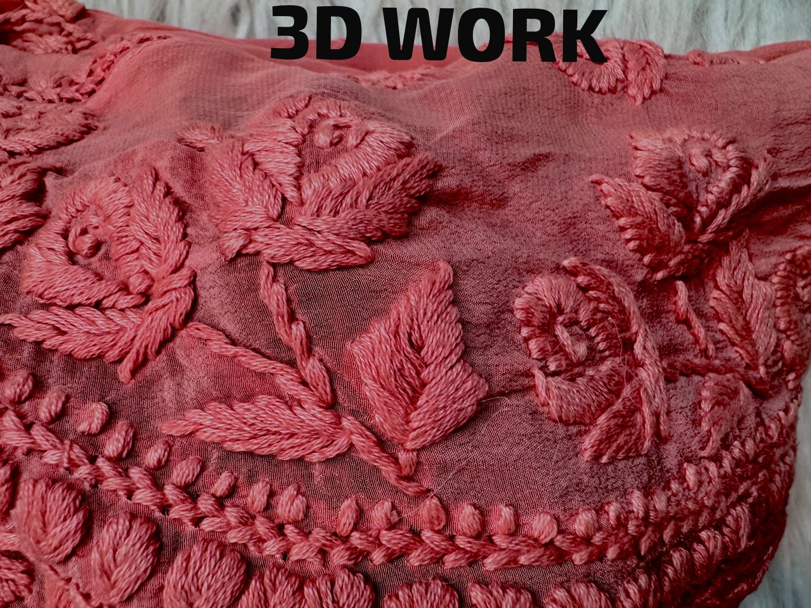 Pure 3d Work Creepe Heavy Designer Kurta