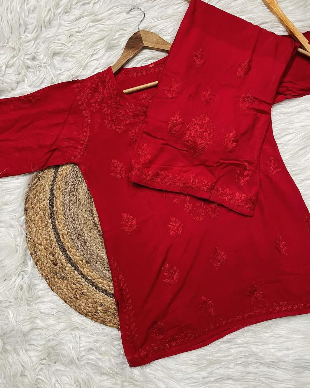 Rayon Soft Chikankari Dyed Co-ord set