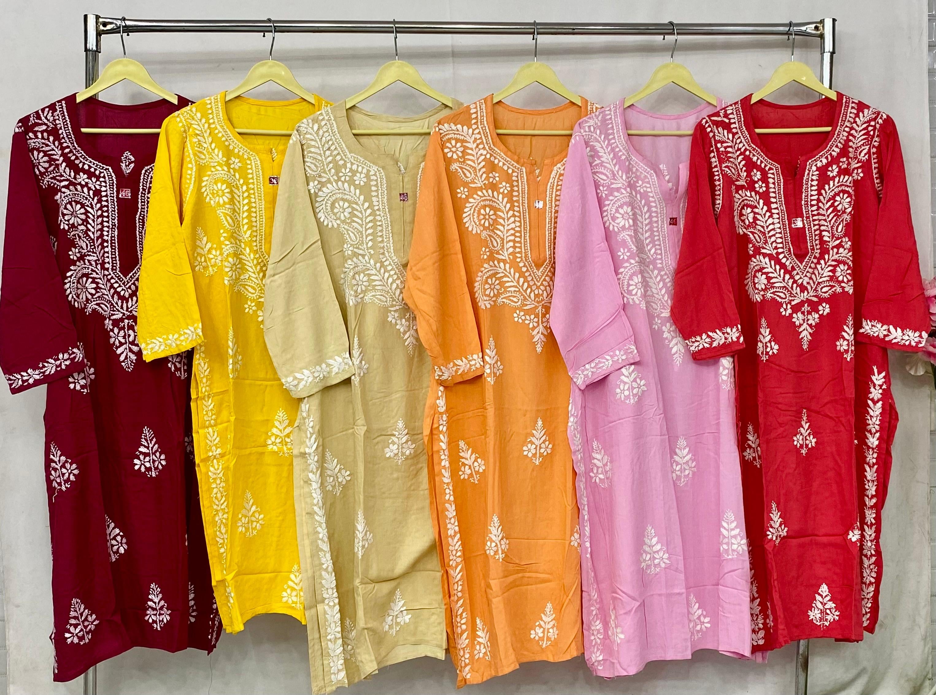 Rayon Soft Kurtis with White embroidery