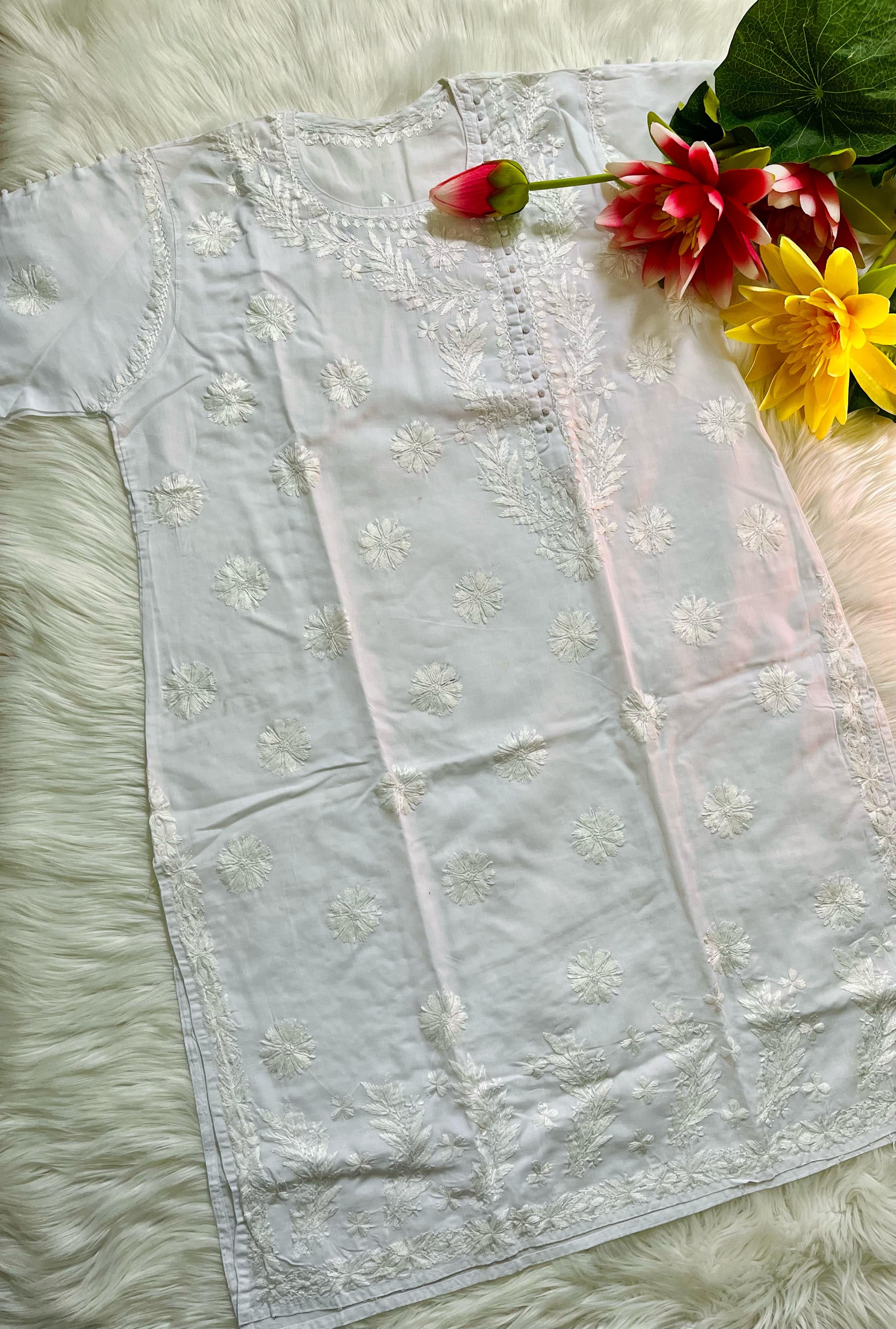 Plus size White Celebrities Favourite Chikankari combo