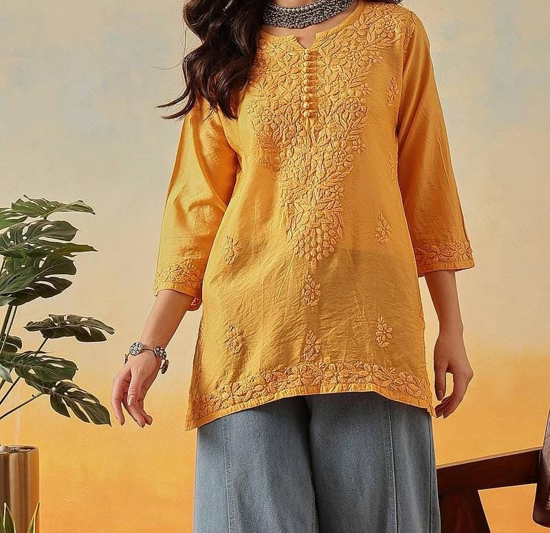 Chanderi Dyed Short Tops