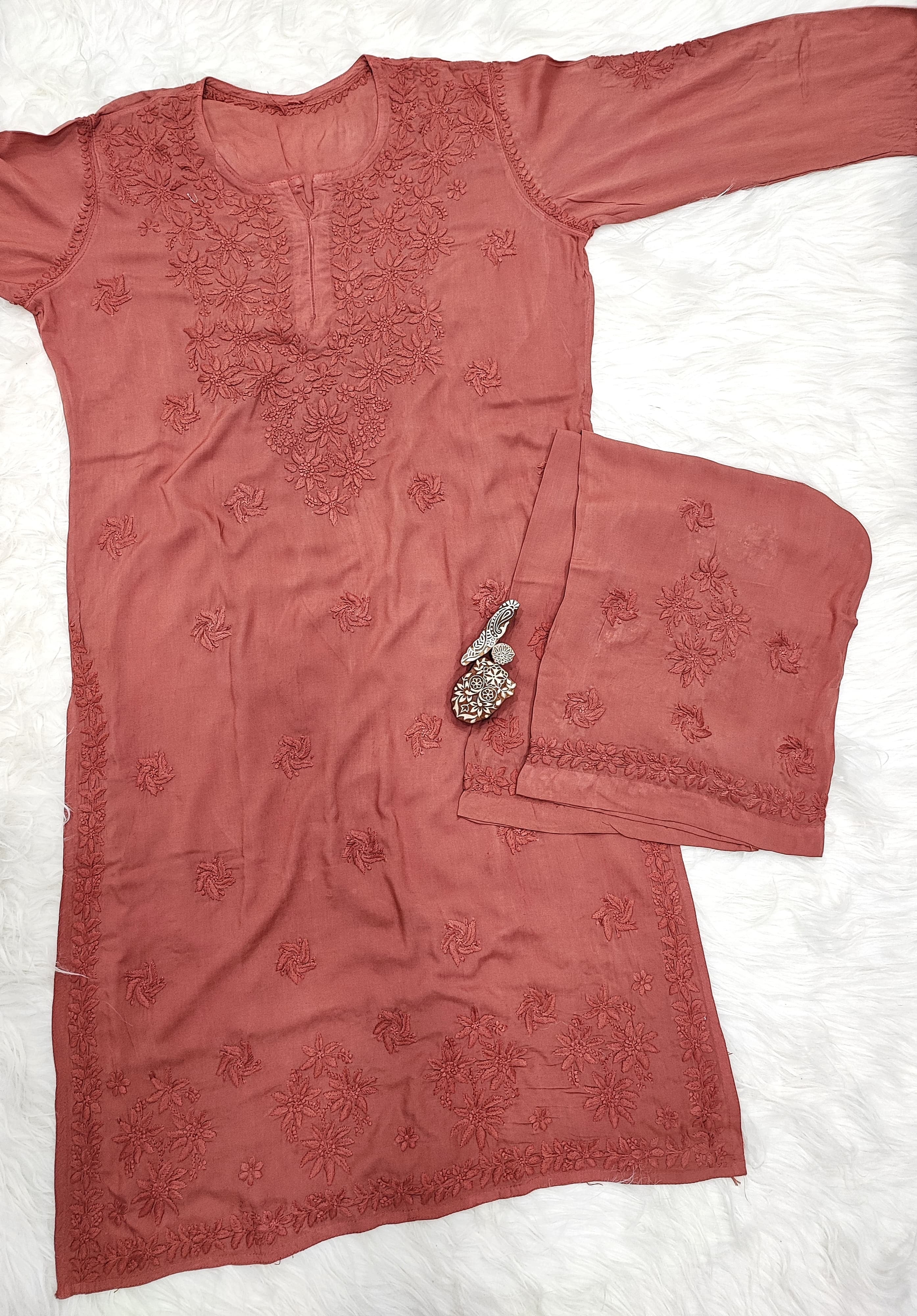 Anaya Rangin Chikankari 3d Work Handworked Set