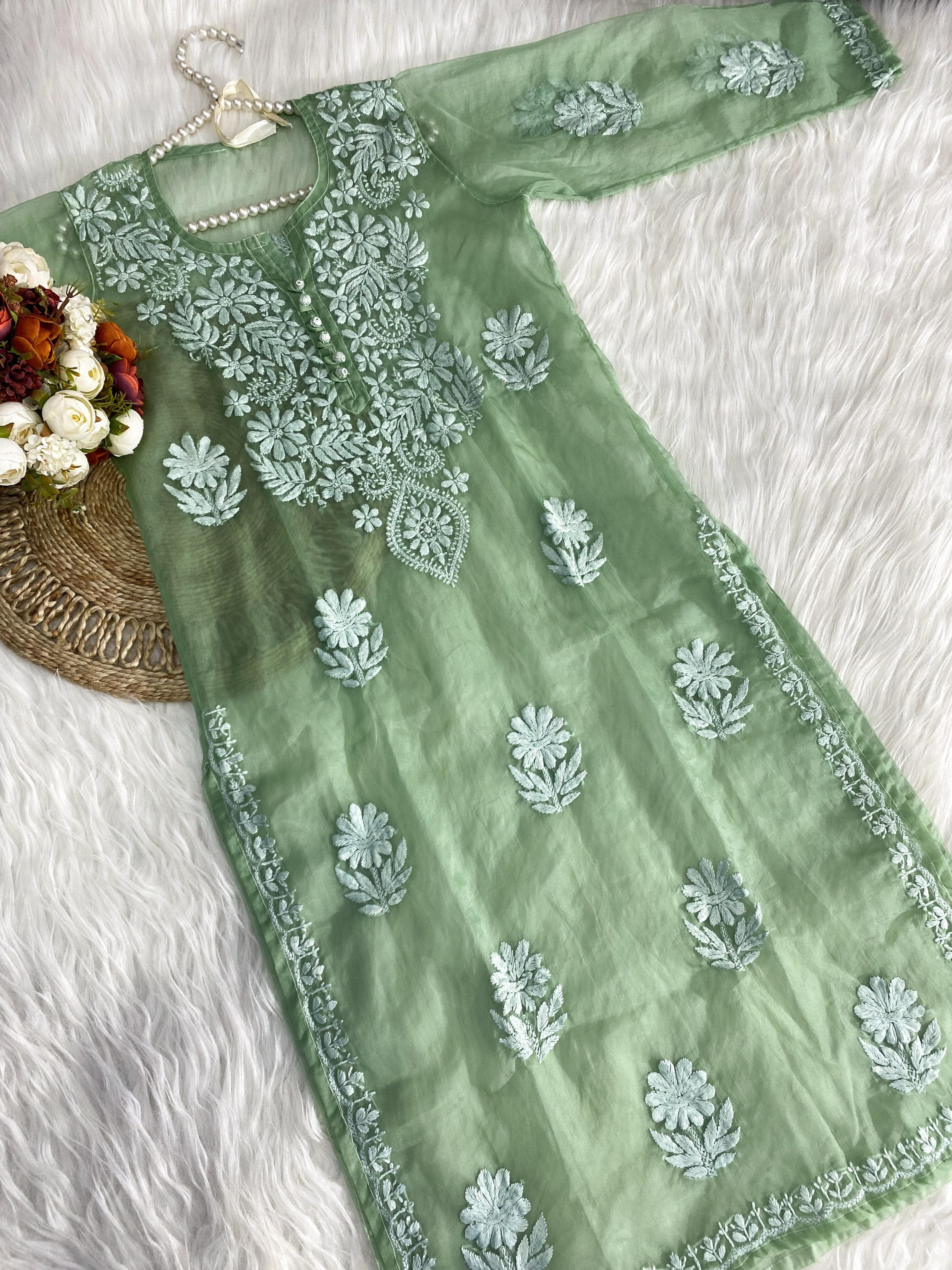 Khubsurat Chikankari Silk Organza kurta