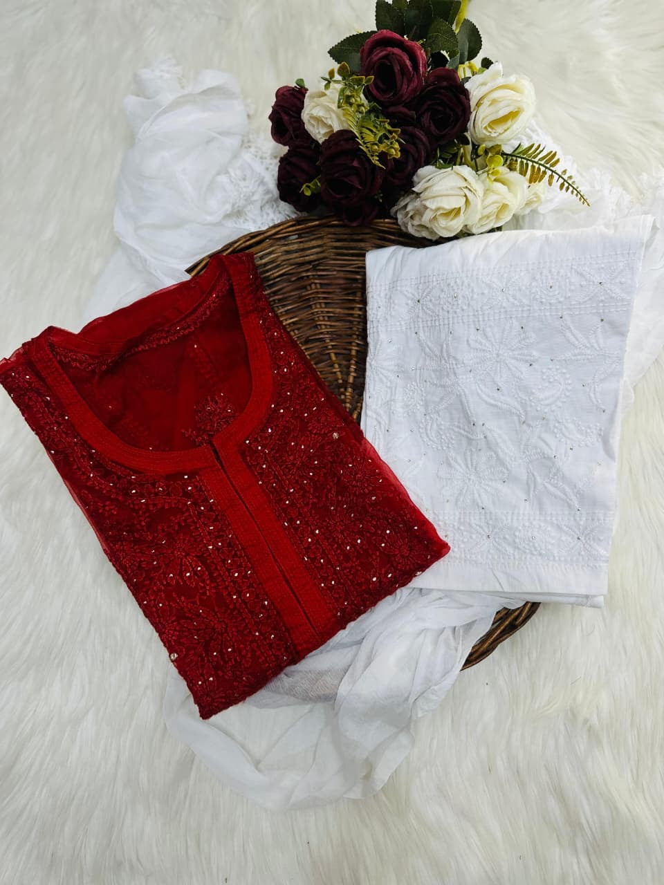 Organza 3pc Muqaish Luxury Handmade Set