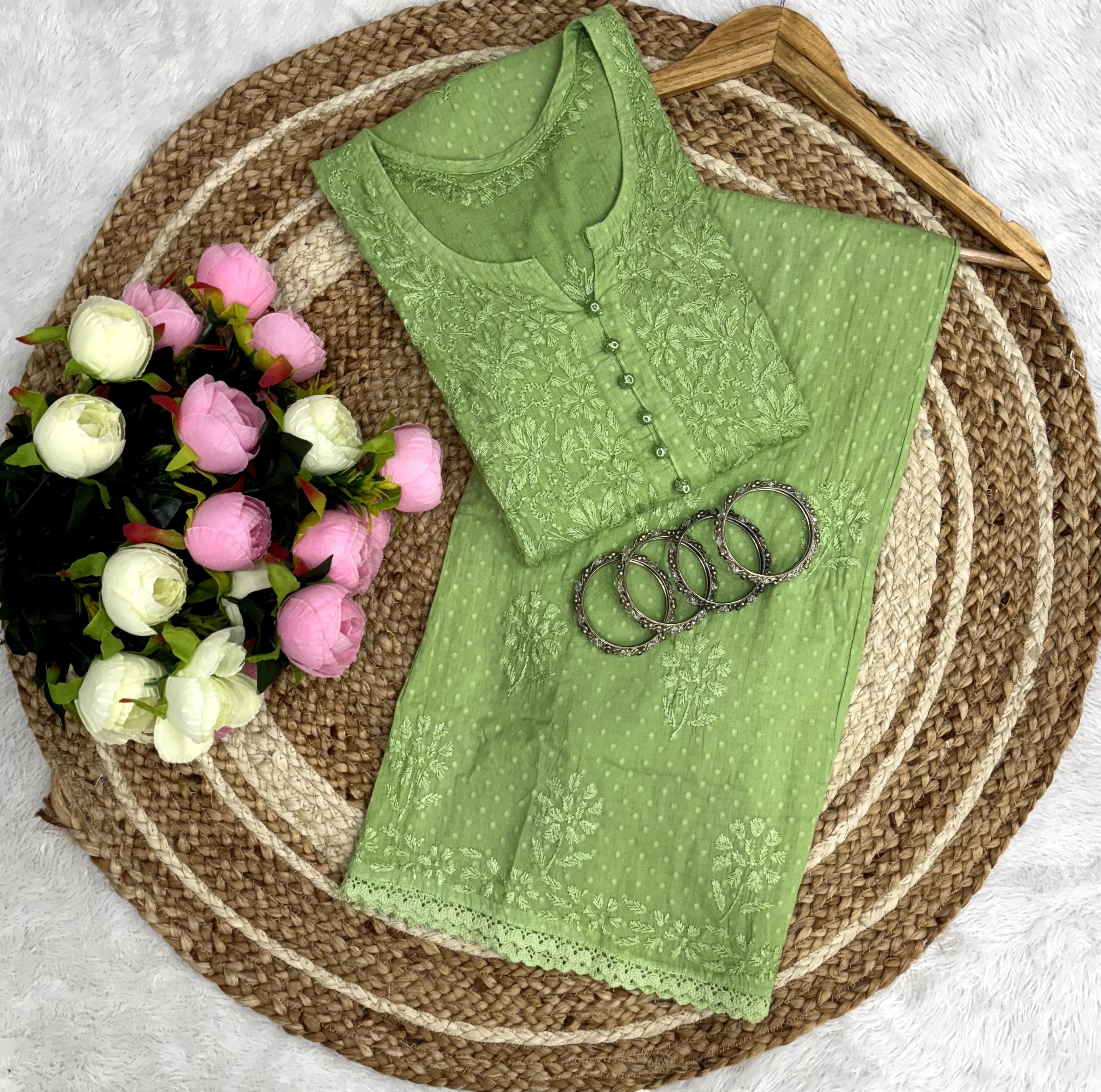 Dobby cotton Ghasspatti Work Plazzo combo