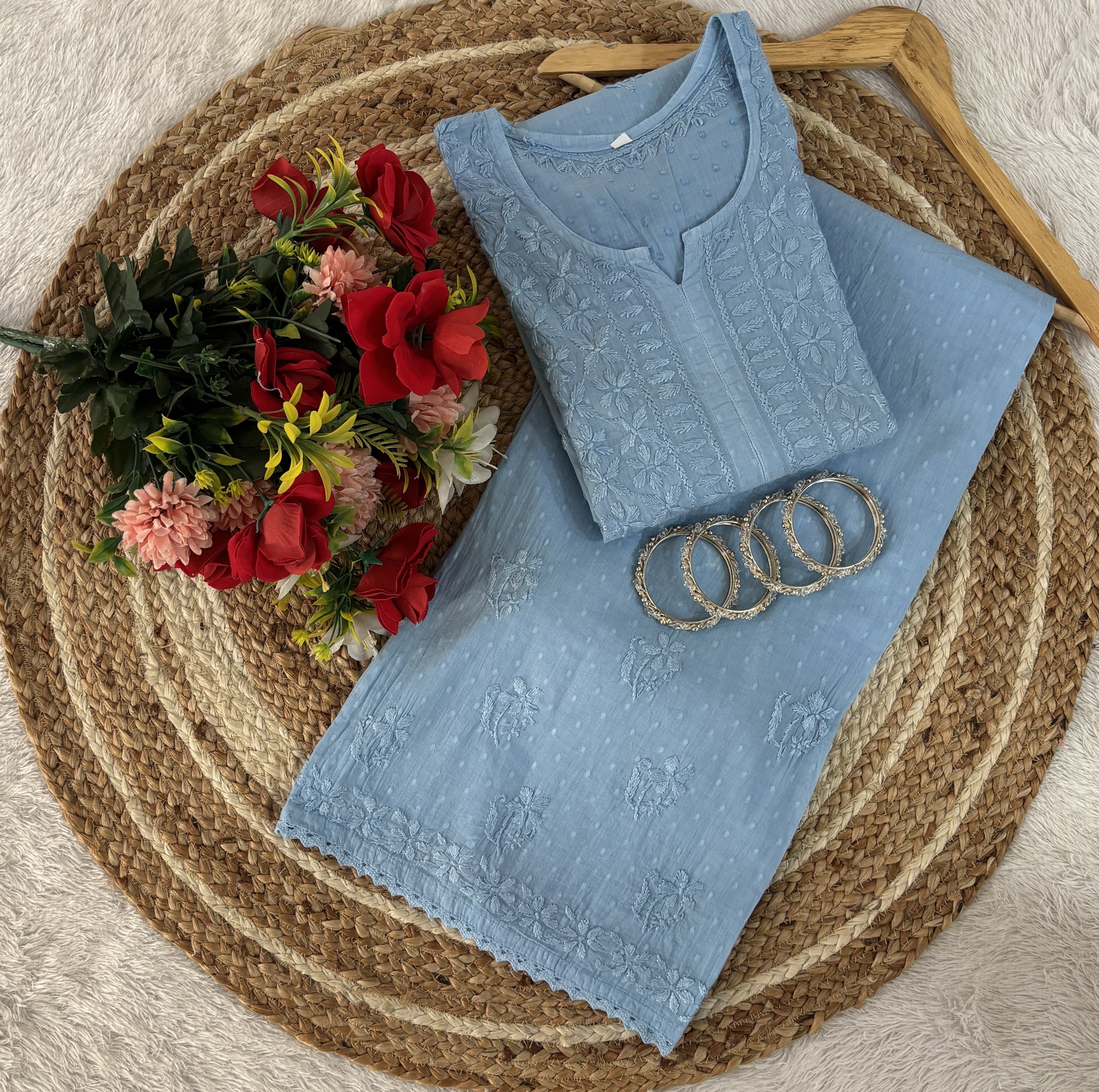 Ghass patti Dobby cotton Plazzo set