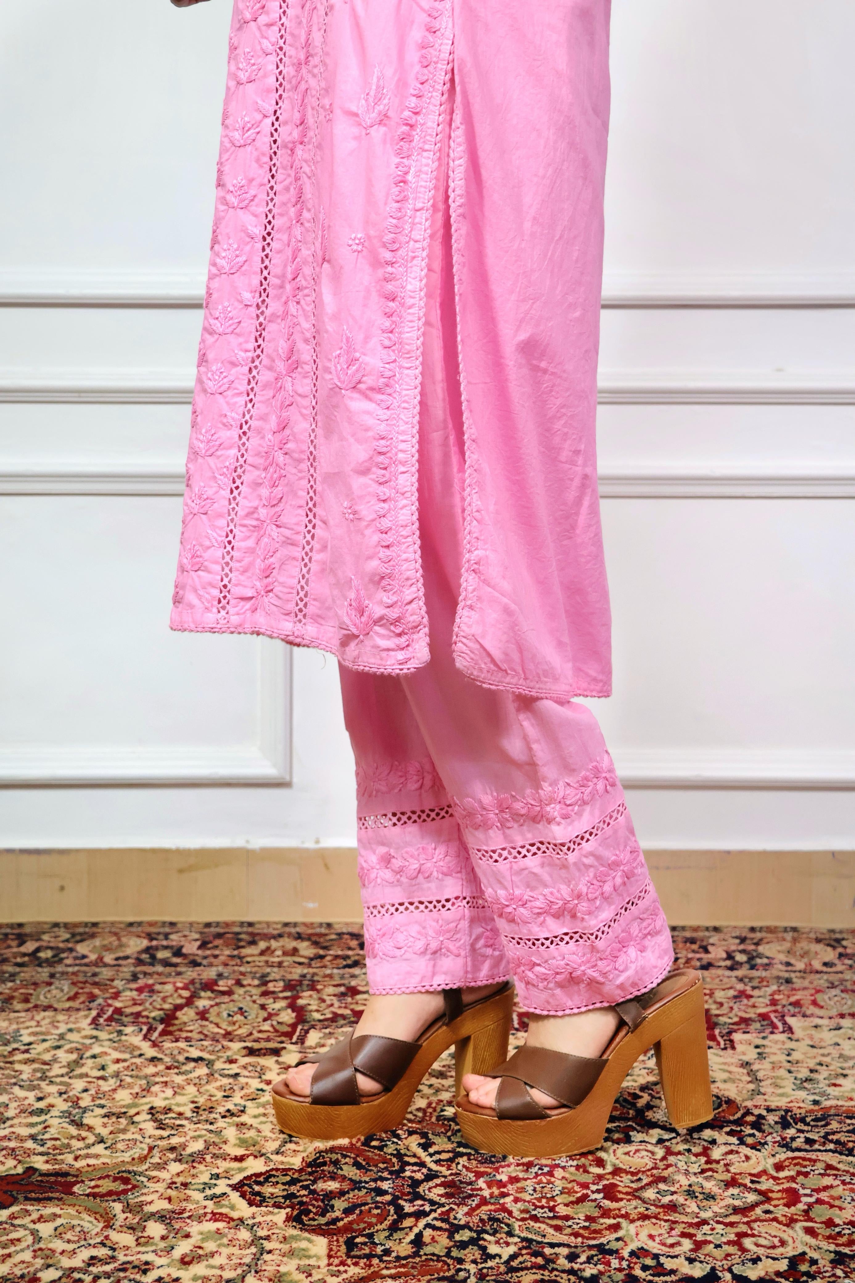 3D Worked mul Mul Chikankari Combo