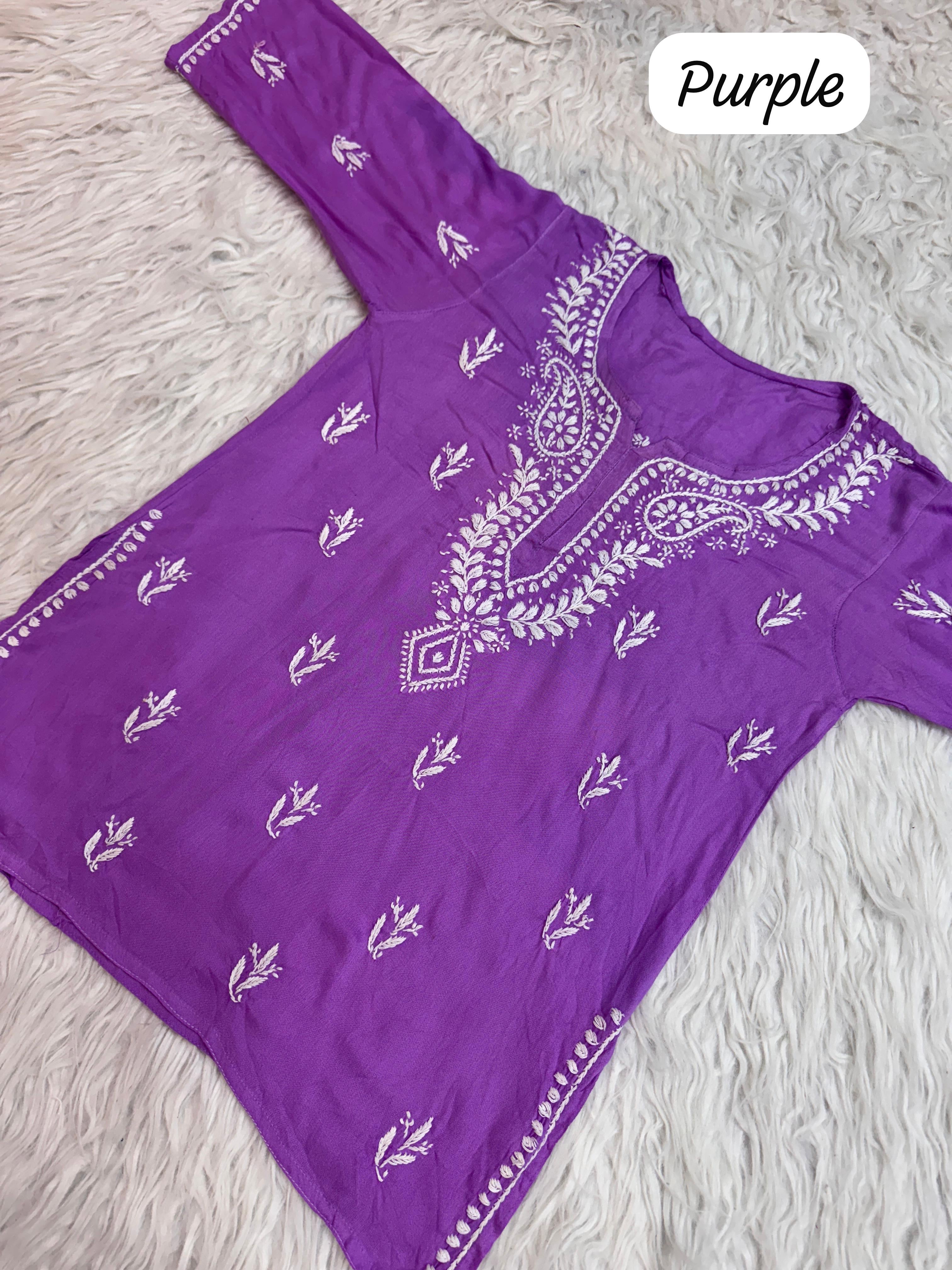 Rich Handworked Gala Buti Soft Short Top