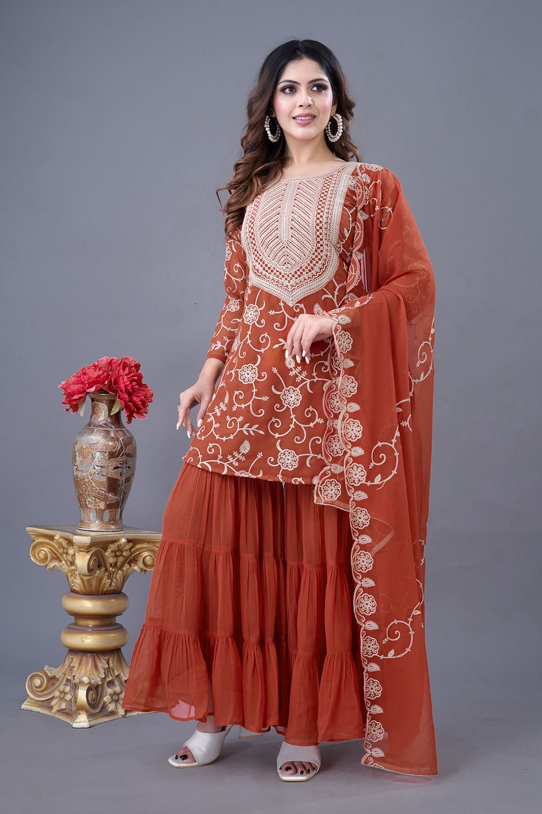 Party wear Designer Top Sharara and Dupatta