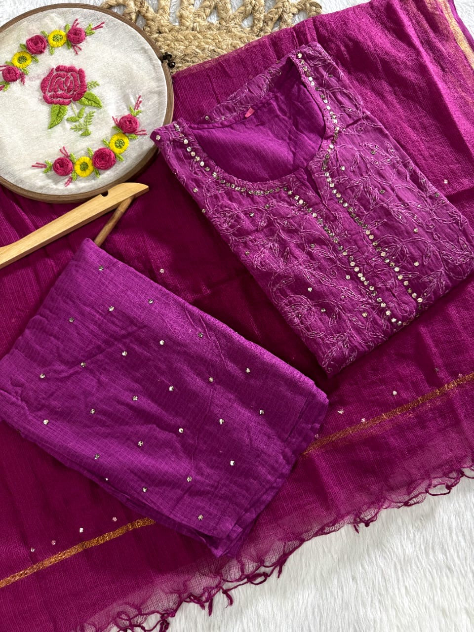 Kota 3pc Fully Muqaish Worked Set