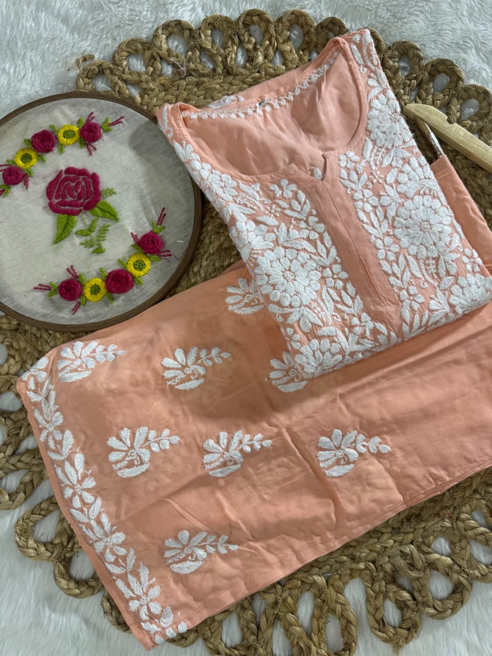 Modal Cotton Plazzo combo Fine rich Embroidery