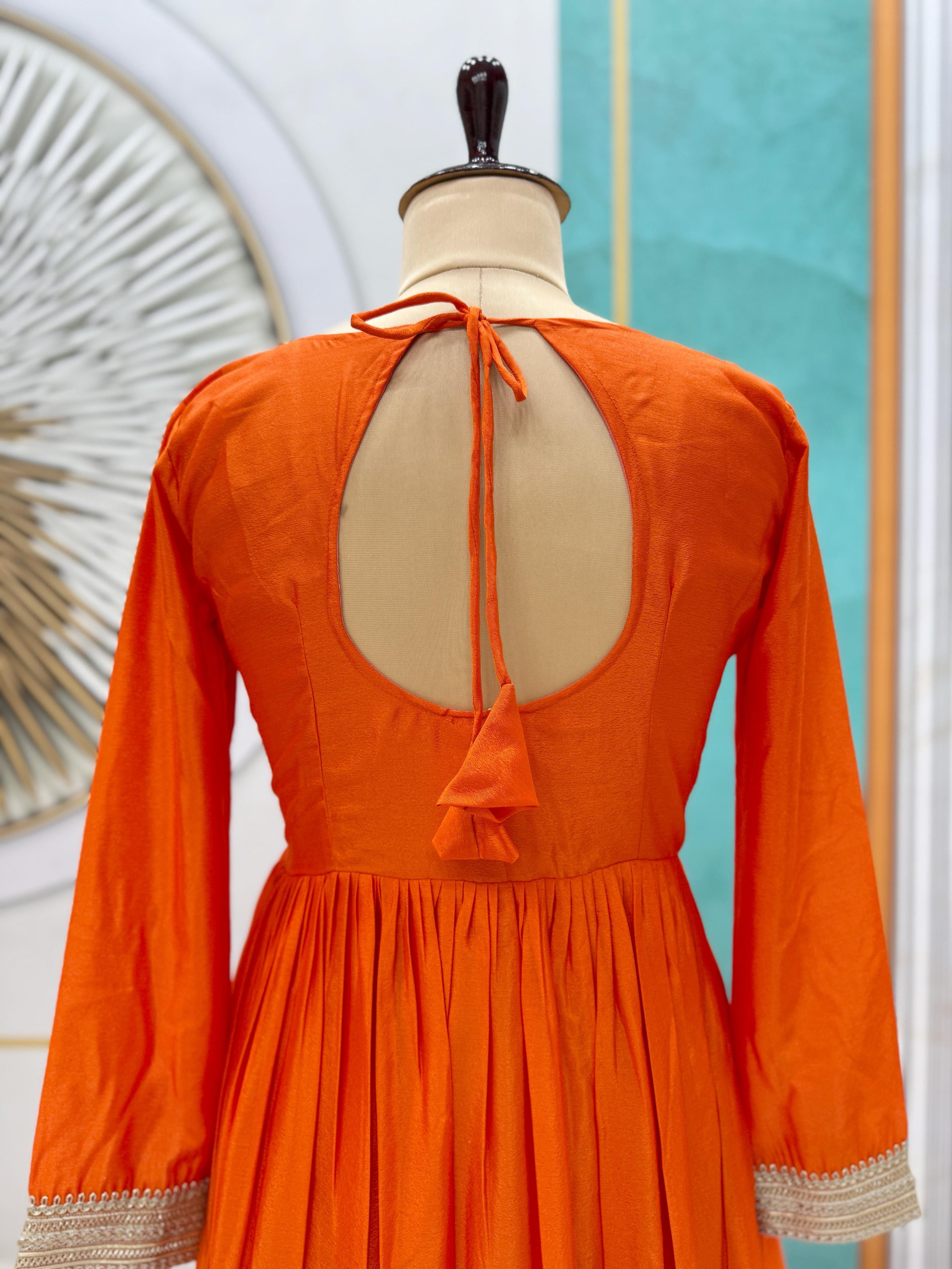 Chinon Gown With beautiful frill embroidery