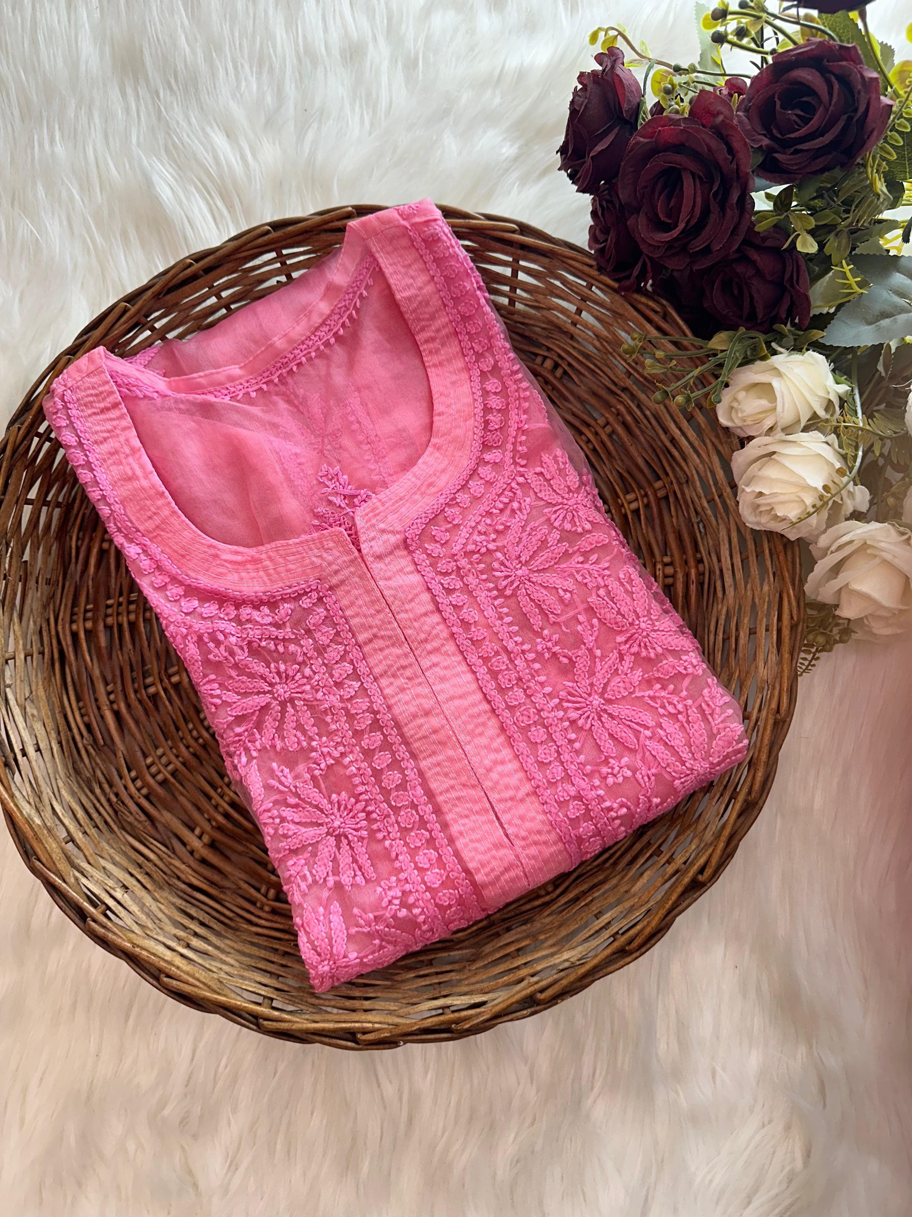 Organza Dyes Kurta Handcrafted With inner