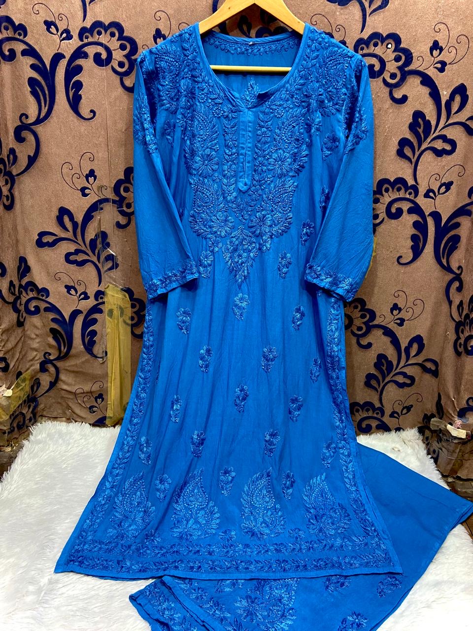 3D Work Plazzo Set Premium Heavy silky Reyon Kurti Plazzo Dupatta Set