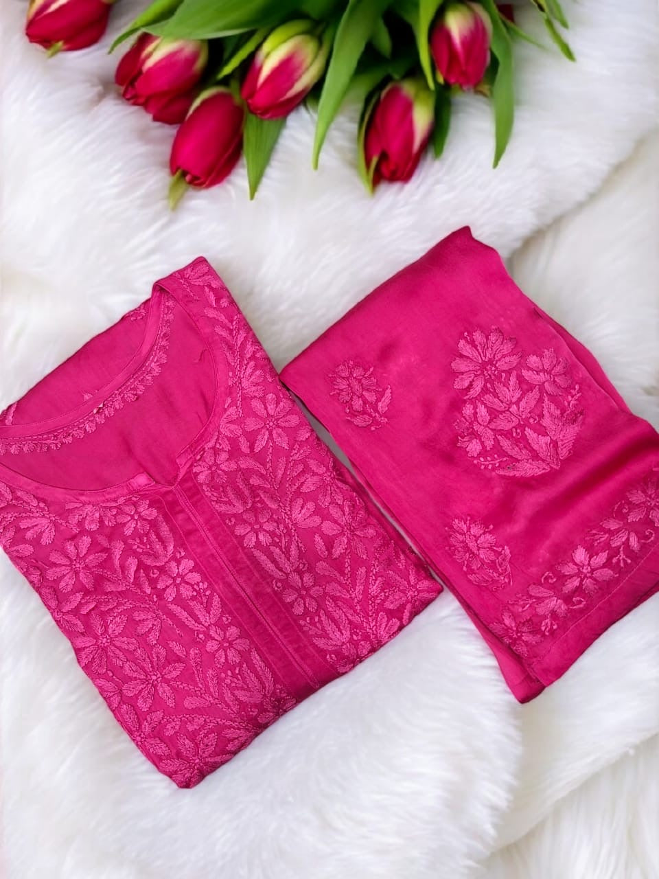 Modal Satin Super Soft Heavywork Co-ord Set