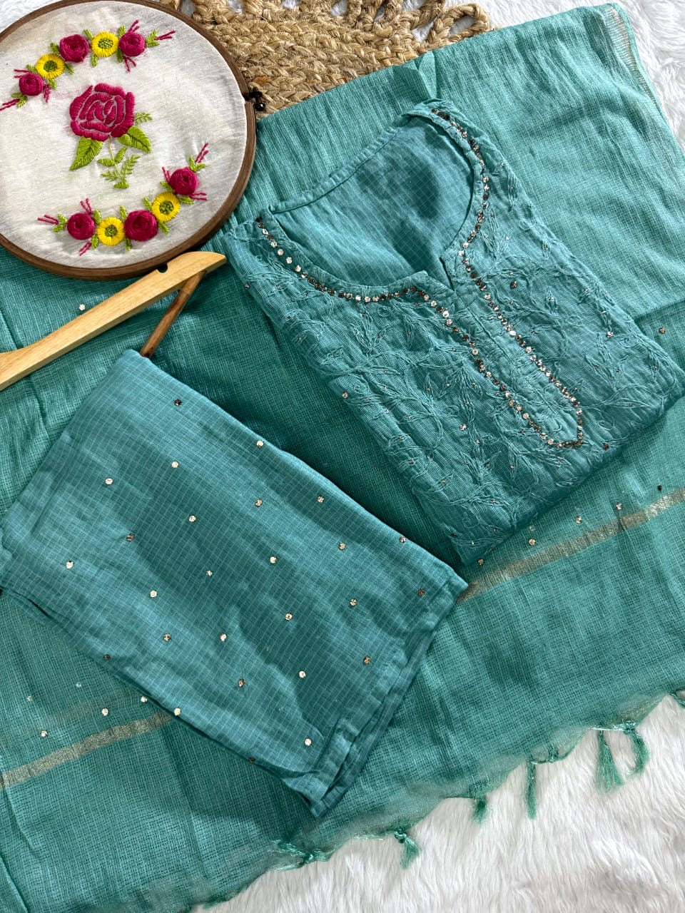 Kota 3pc Fully Muqaish Worked Set