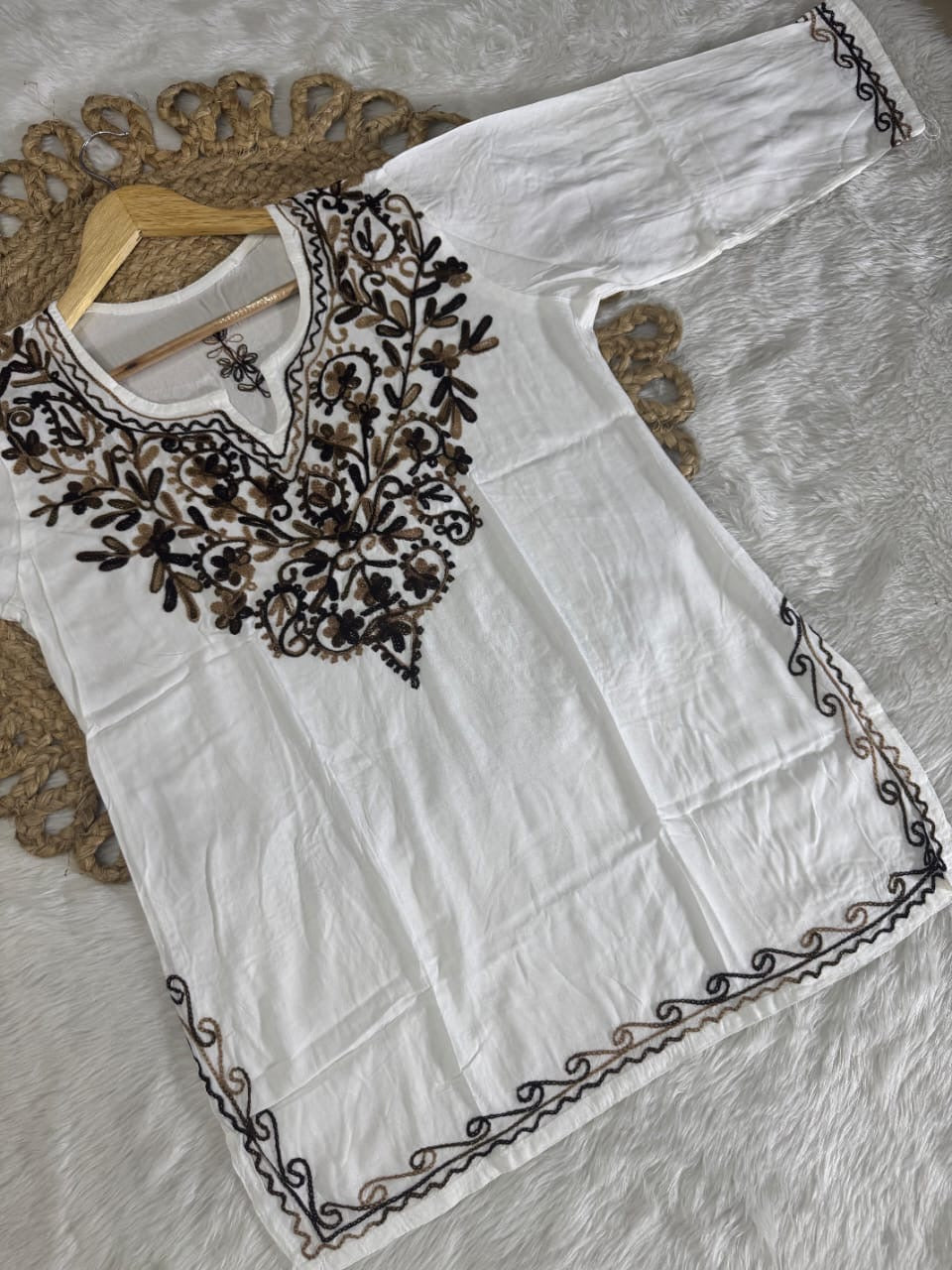 Rayon Ari Work Short Kurta