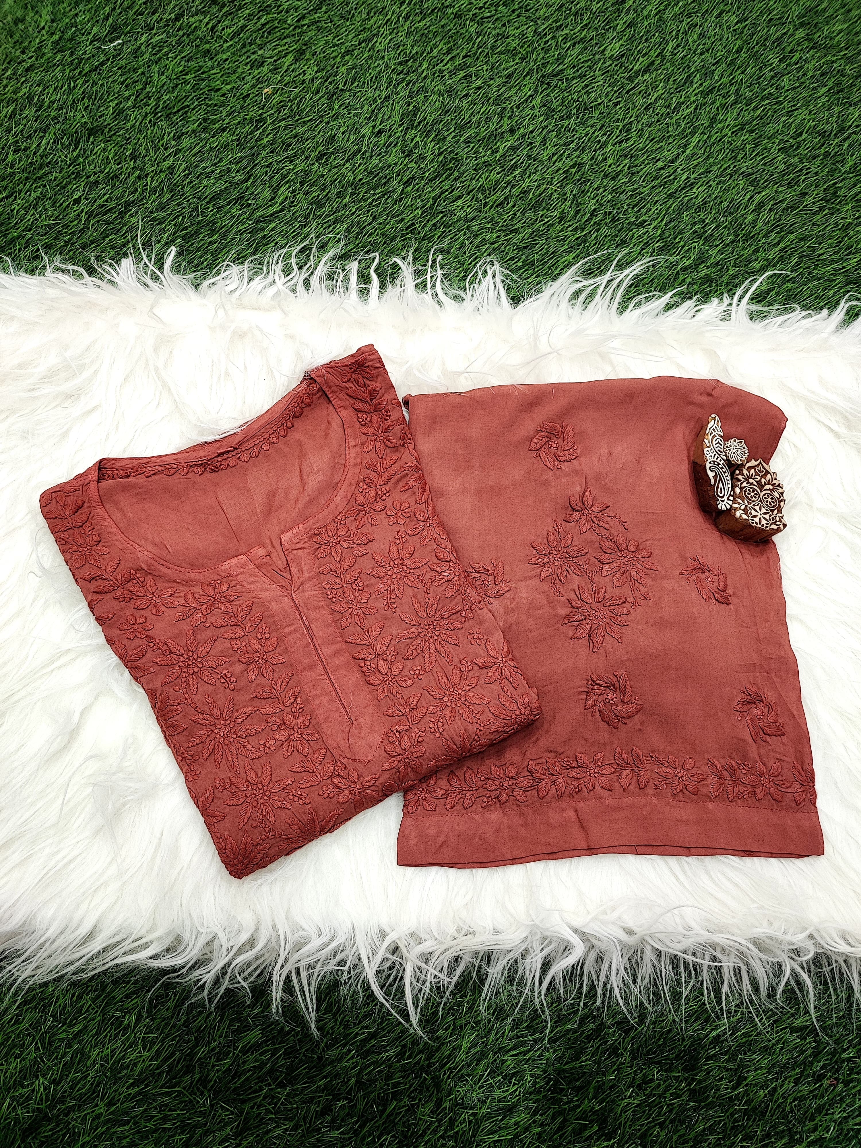 Anaya Rangin Chikankari 3d Work Handworked Set