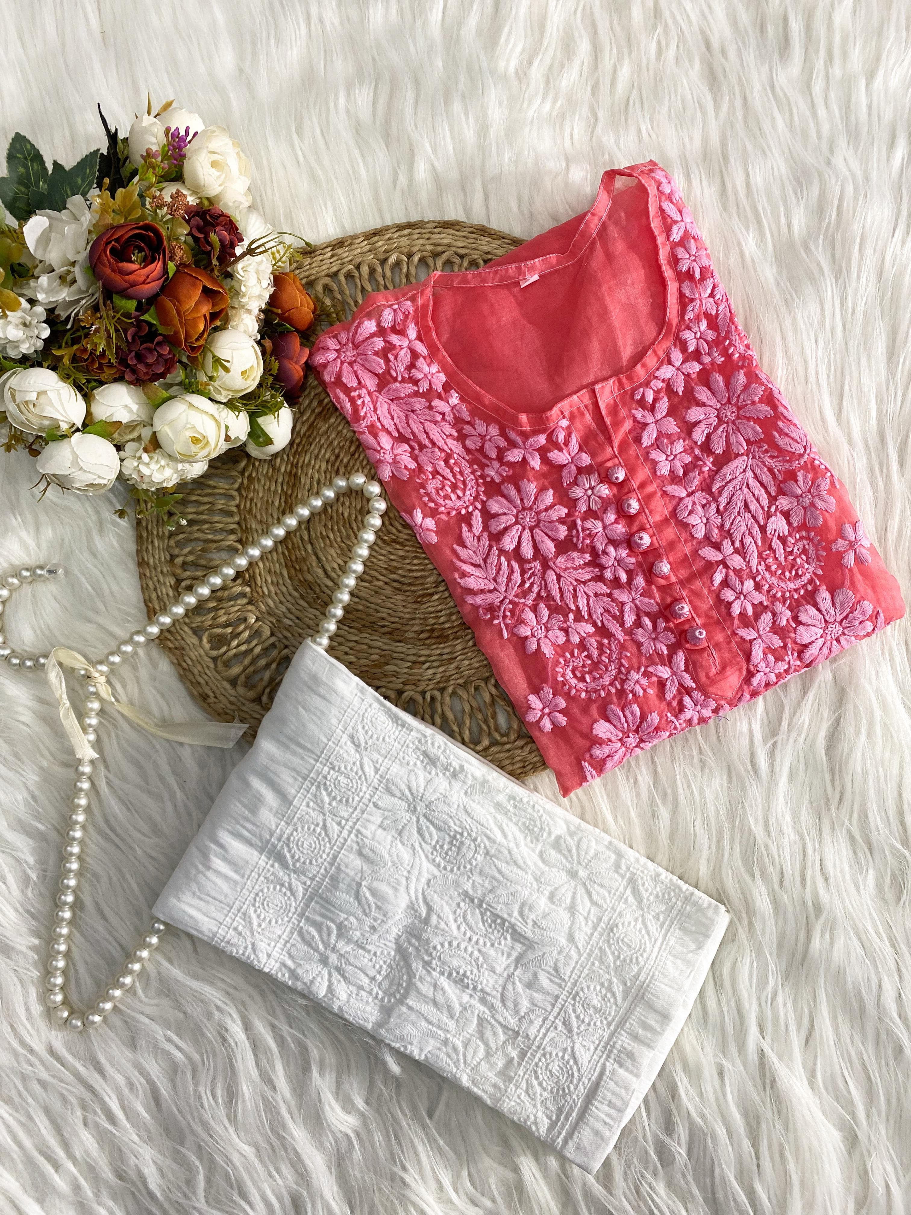 Khubsurat Chikankari Silk Organza kurta