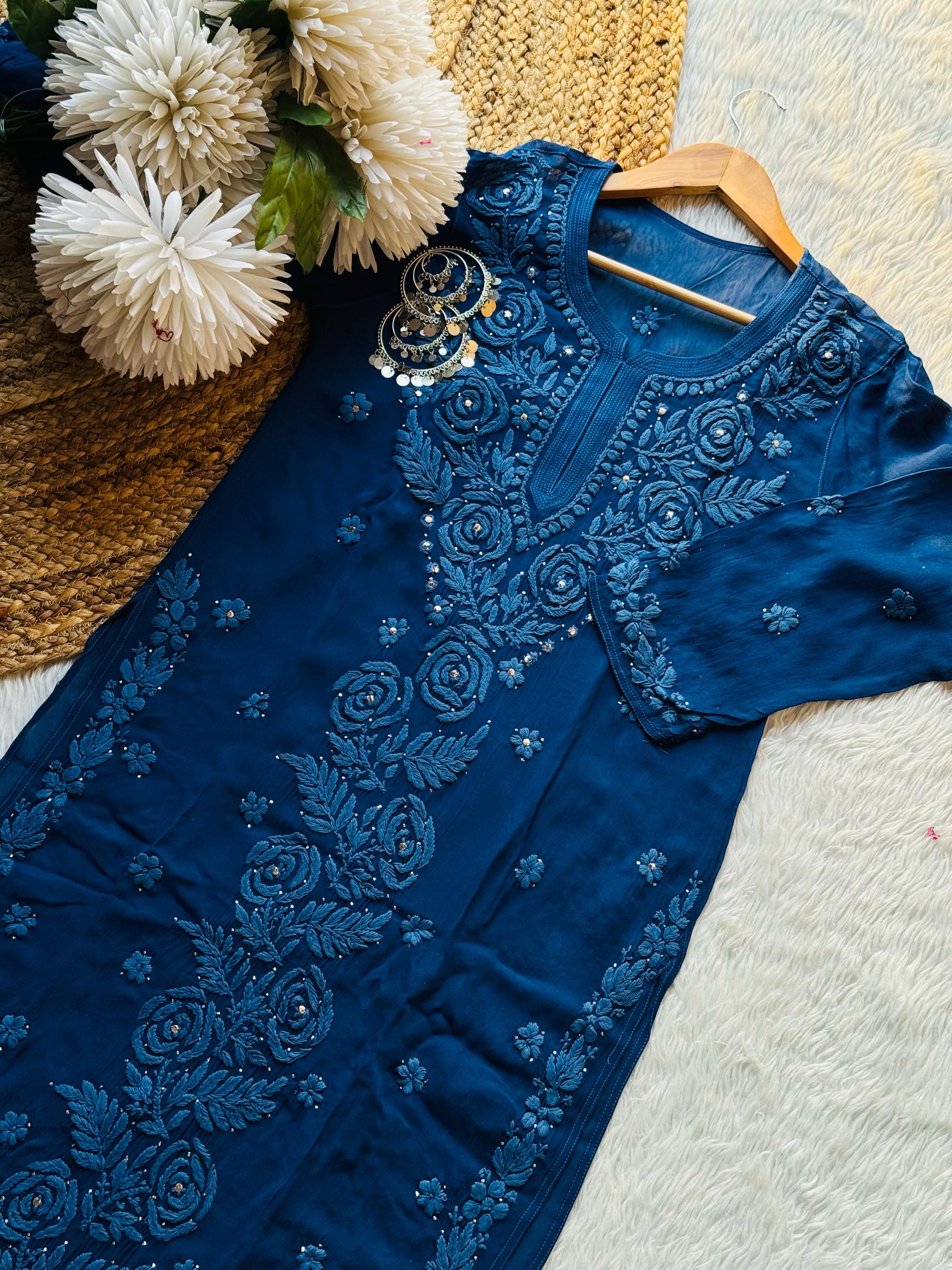 Viscose Rose Panel Muqaish Kurta