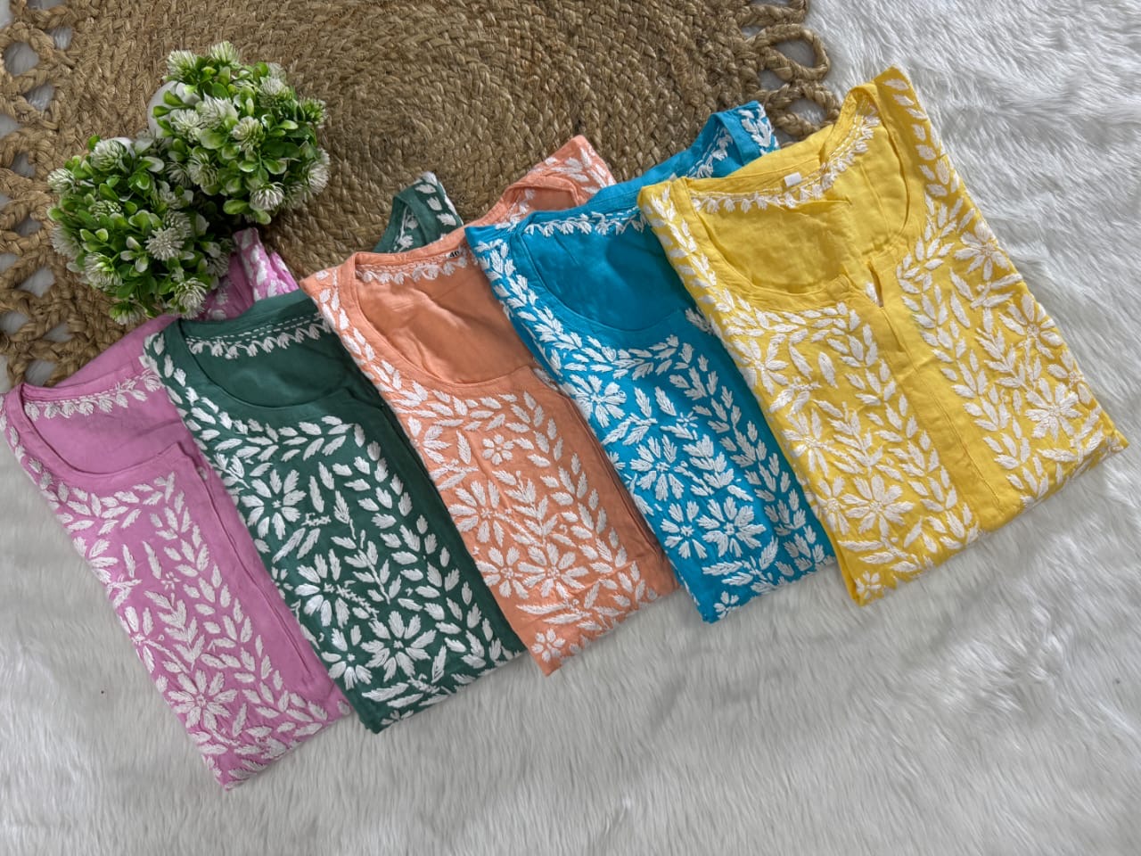 Rayon Long Chikan Kurtas